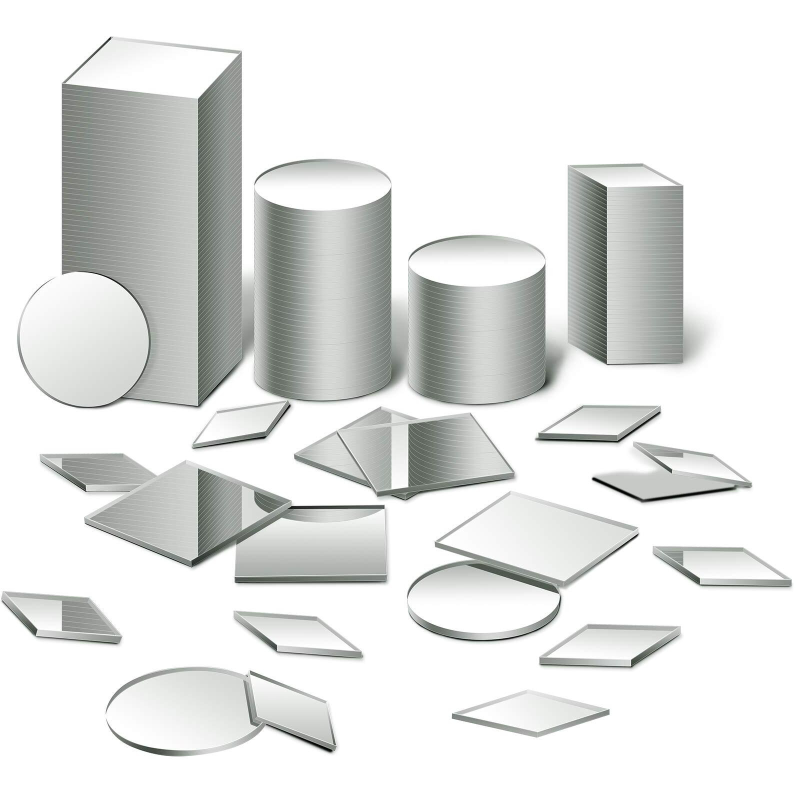 3 Shapes Mirror Mosaic Tile Round Diamond Square Mini Mosaic Mirrors Diy Craft Mirrors Decorative Glass Mirrors For Projects Traveling Framing Decoration Crafts Supplies(150 Pieces)