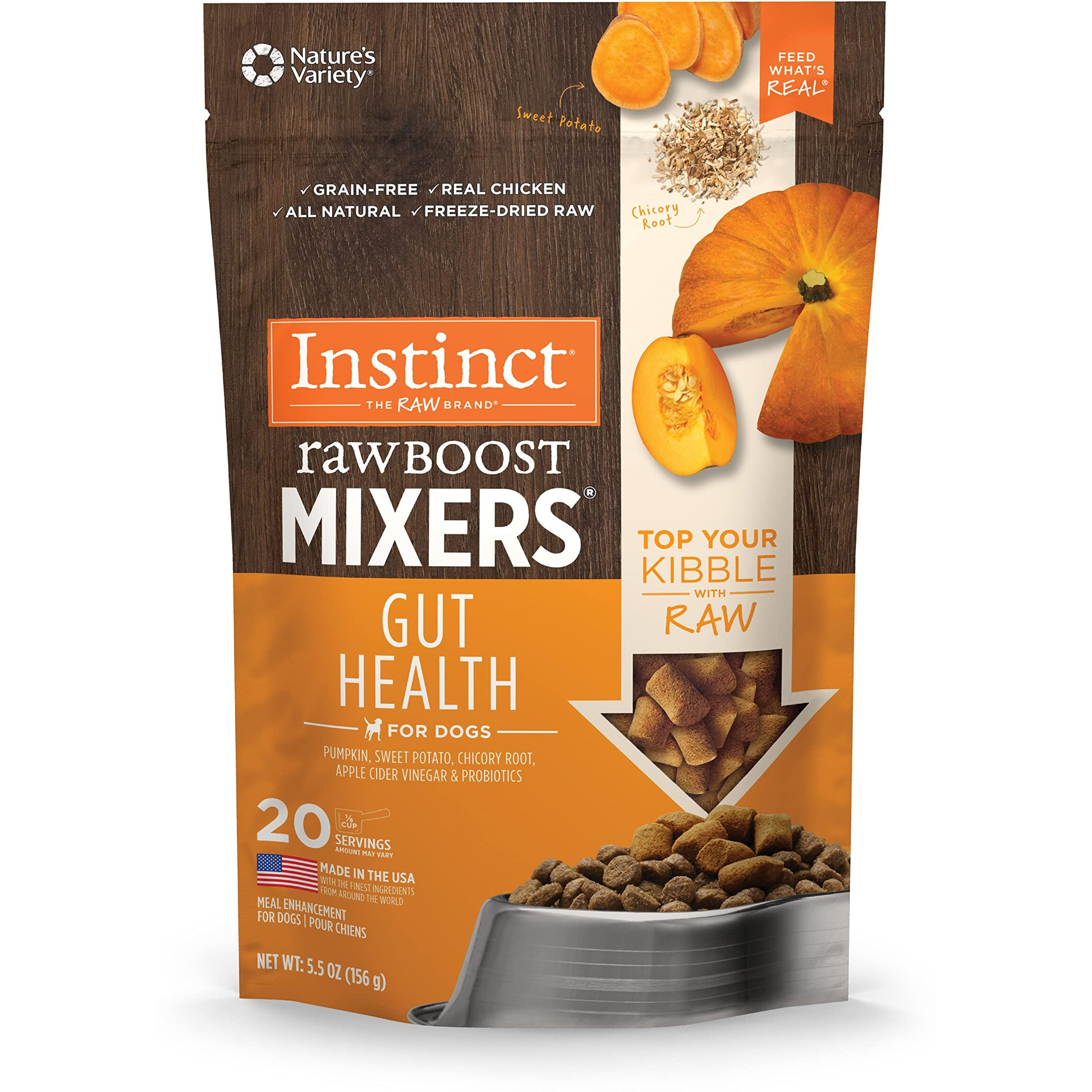 Instinct Freeze Dried Raw Boost Mixers Grain Free Gut Health Grain Free All Natural Dog Food Topper, 5.5 Ounce (Pack Of 1)