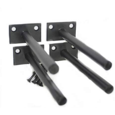 4 Pcs 6"" Black Solid Steel Floating Shelf Bracket Blind Shelf Supports - Hidden Brackets For Floating Wood Shelves - Concealed Blind Shelf Support - Screws And Wall Plugs Included