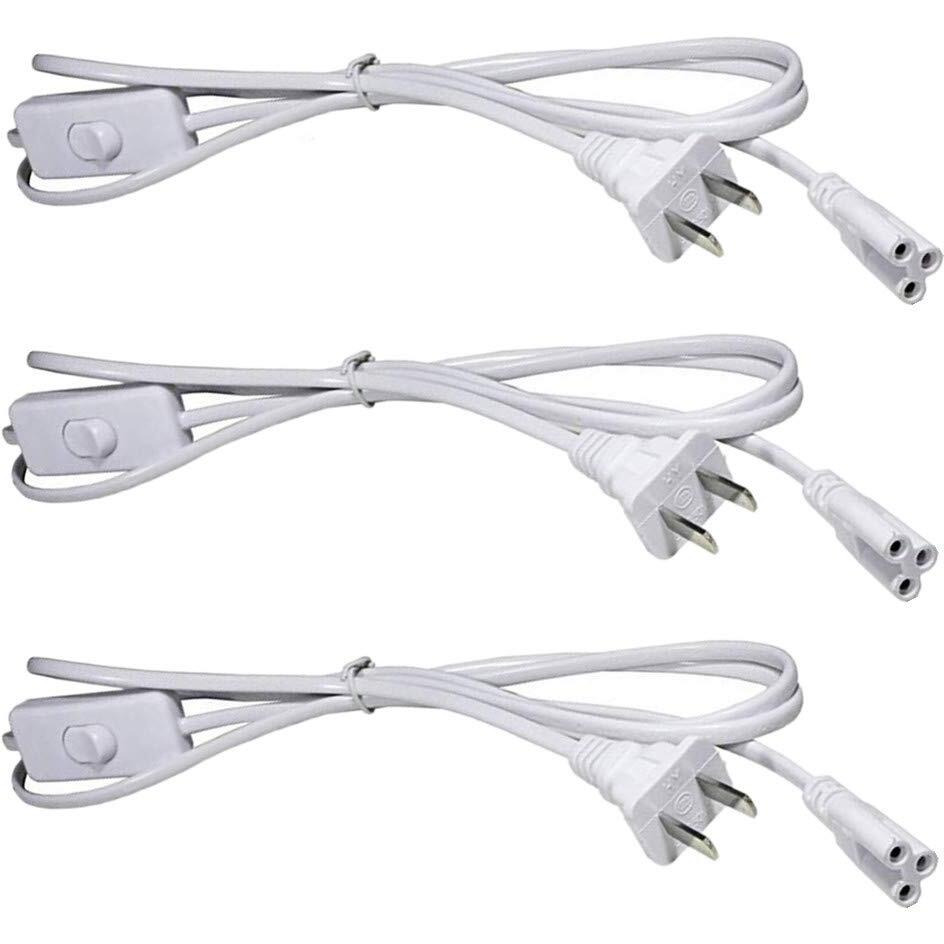 T5 T8 Led Tube Power Extension Cable With On/Off Switch,Led T5/T8 Light Tube Integrated Led Light Fixture Extension Cable Wire (6Ft/1.8M) (3)