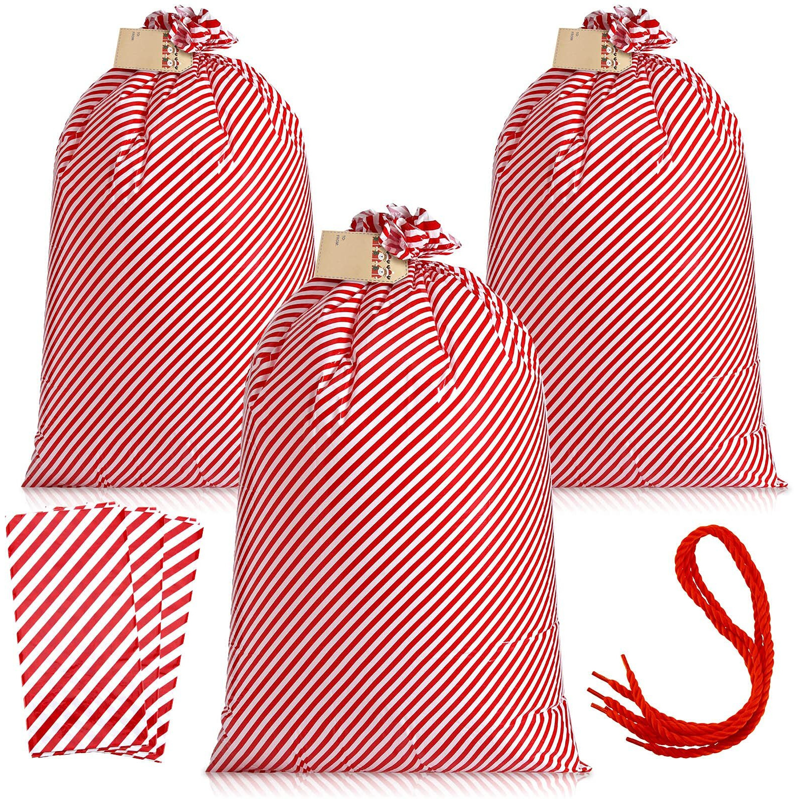Zonon 3 Pieces 56 Inch Extra Large Christmas Gift Bag Oversized Holiday Plastic Gift Bags Jumbo Gift Wrapping Bags Storage Bag For Xmas Party Favors Supplies Gift Wrapper Heavy Duty Bag (Novel Style)