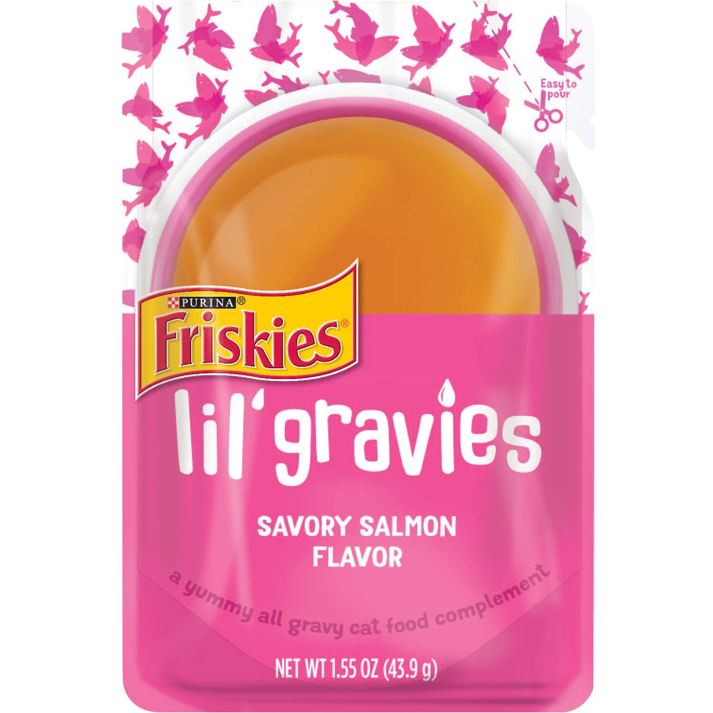 Purina Friskies Lil' Gravies Savory Salmon Flavor Cat Food Complement Lickable Cat Treats - 1.55 Oz. Pouch