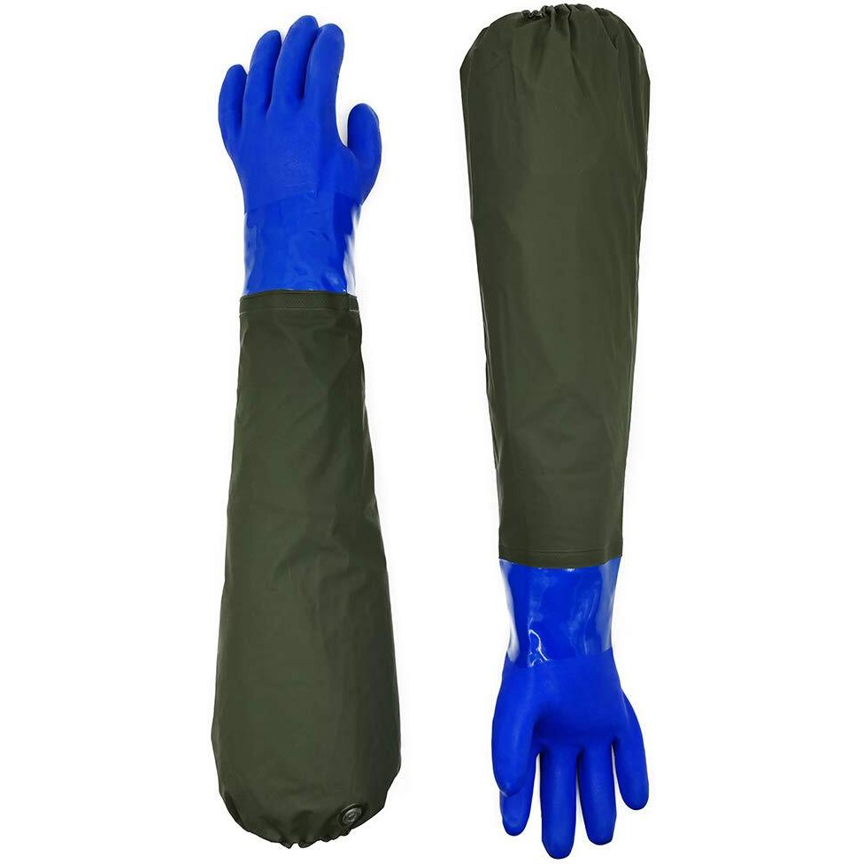 Long Waterproof Rubber Gloves, Pond Gloves, 28 Shoulder Length Insulated Pvc Coated Chemical Resistant Gloves Reusable, Resist Acid, Alkali & Oil, Machinery, Industry, Fishery, Aquarium Gloves