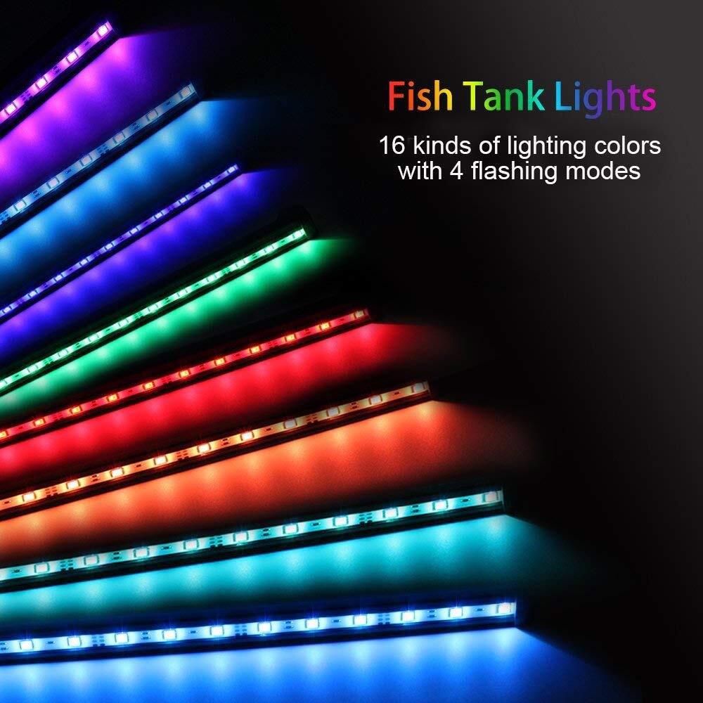 Mq 8 In Submersible Led Aquarium Light, 1.2W Color Changing Fish Tank Light With Remote Control, Ip68 Crystal Glass 9 Leds Lights Bar, For Fish Tank 10-15 Inch
