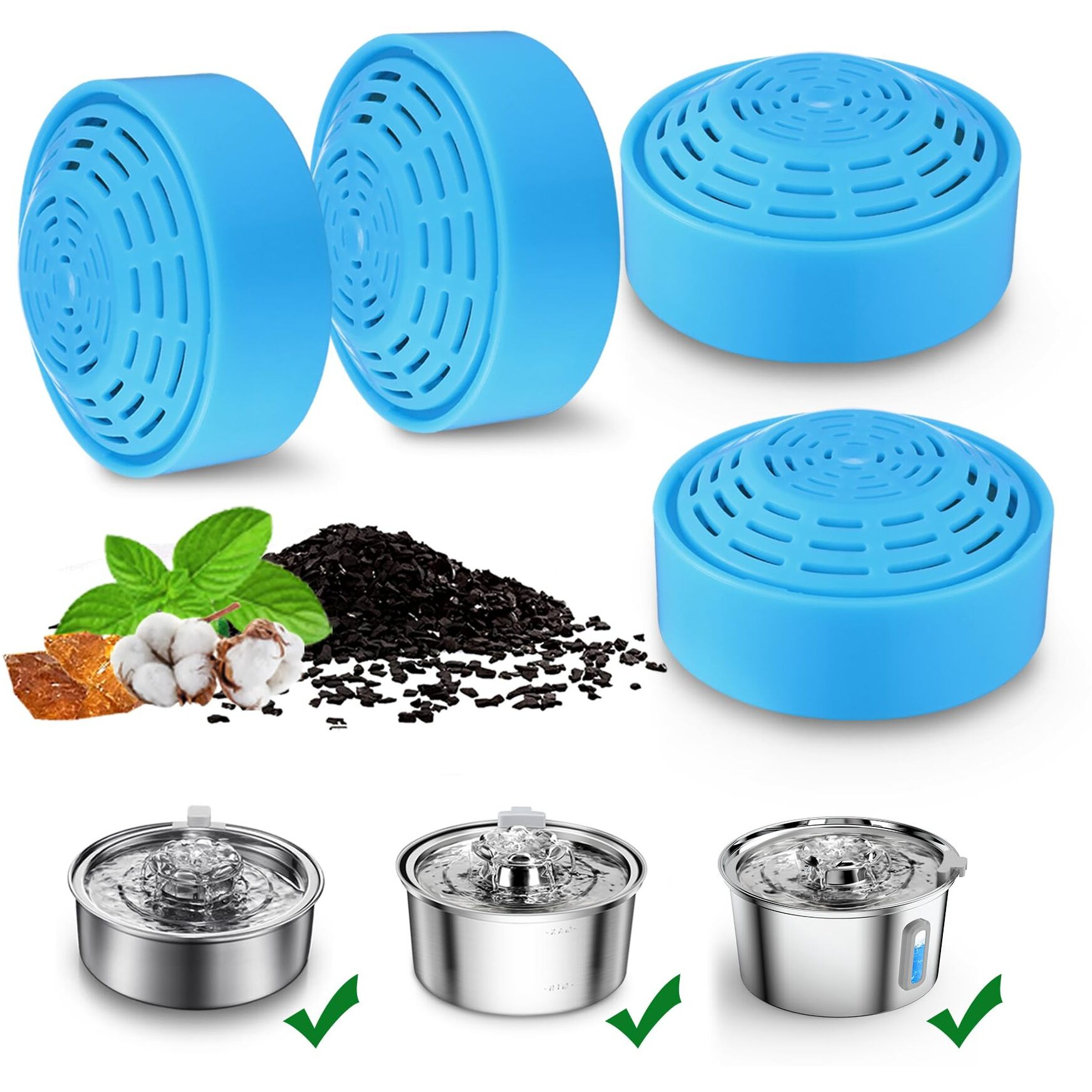 Cat Water Fountain Filters, Cat Fountain Replacement Filters For 2.0L/67Oz Automatic Pet Water Dispenser,Pet Water Fountain Replacement Filters Package
