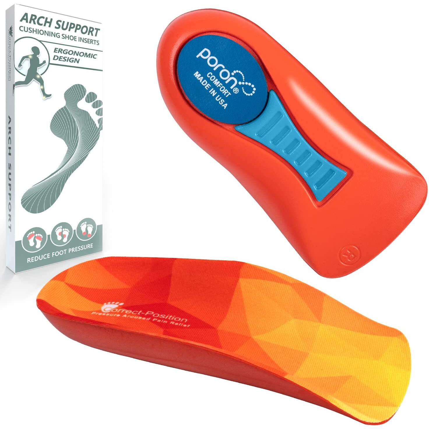 Plantar Fasciitis Relief Arch Support Shoe Inserts For Women And Men, Heel Cup For Heel Pain Relief, Achilles Tendonitis Relief And Max Anti-Shock, Heel Pads For Heel Spur Relief And Heel Lift