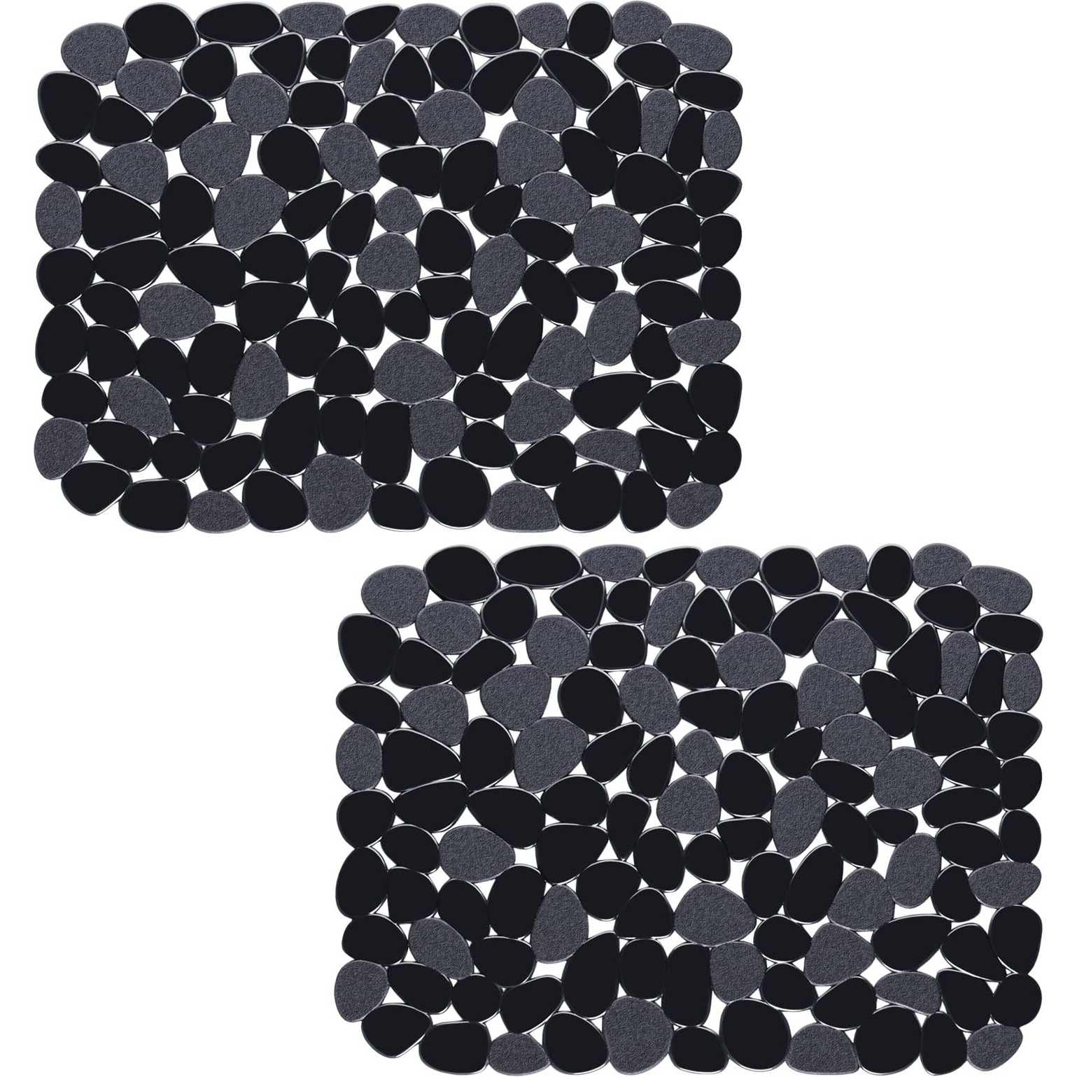 Bligli Pebble Sink Mat For Stainless Steel/Ceramic Sinks, 2 Pack Pvc Sink Protectors Mats For Bottom Of Kitchen Sink, Dish Drying Mat For Dishes And Glassware, 15.7 X 11.8 Inch, Black