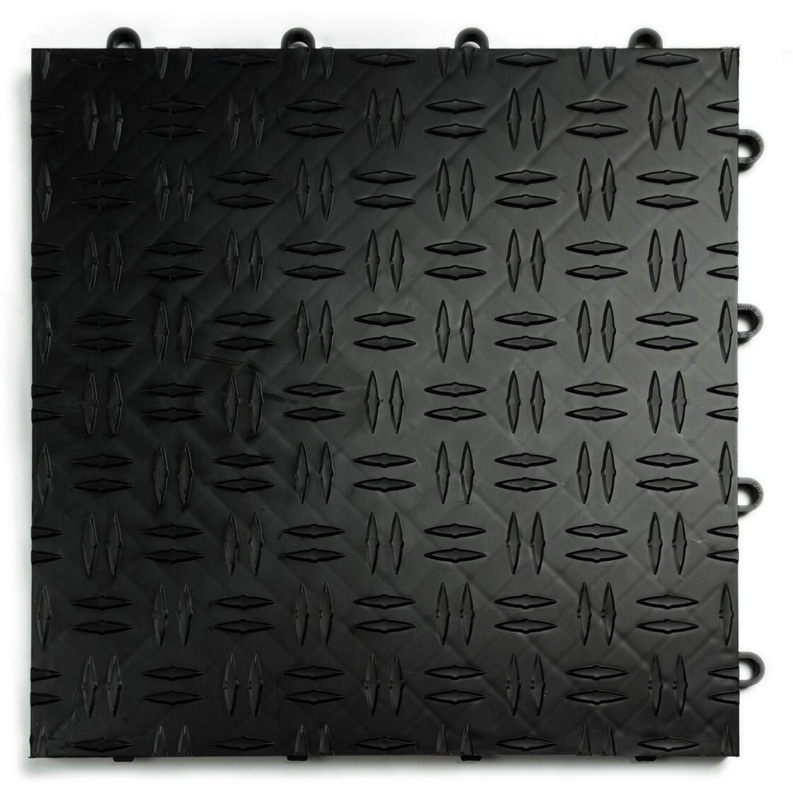 Big Floors Garagetrac Diamond, Durable Copolymer Interlocking Modular Non-Slip Garage Flooring Tile (48 Pack), Black