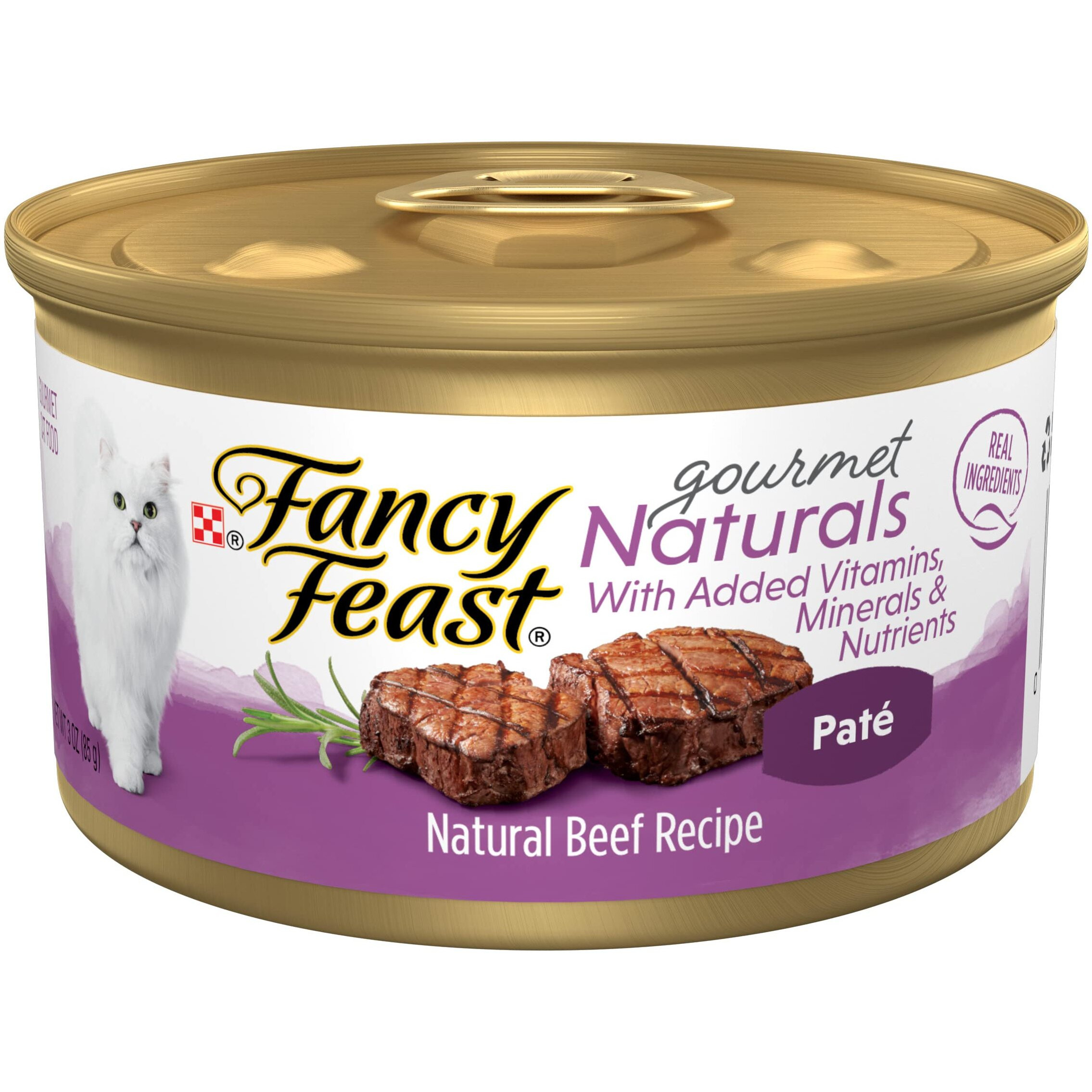 Purina Fancy Feast Pate Wet Cat Food Gourmet Naturals Beef Recipe With Added Vitamins, Minerals And Nutrients - 3 Oz. Can