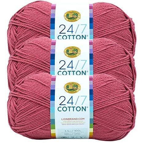 Lion Brand 24/7 Cotton Yarn, Yarn For Knitting, Crocheting, And Crafts, Terracotta, 3 Pack