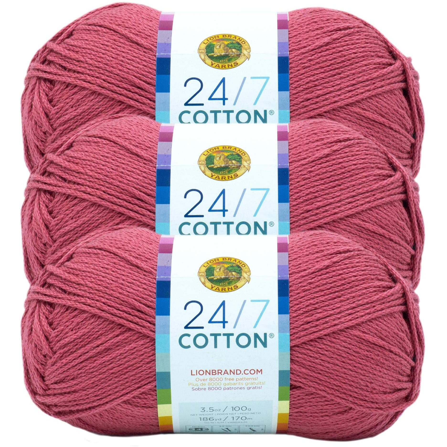 Lion Brand 24/7 Cotton Yarn, Yarn For Knitting, Crocheting, And Crafts, Terracotta, 3 Pack