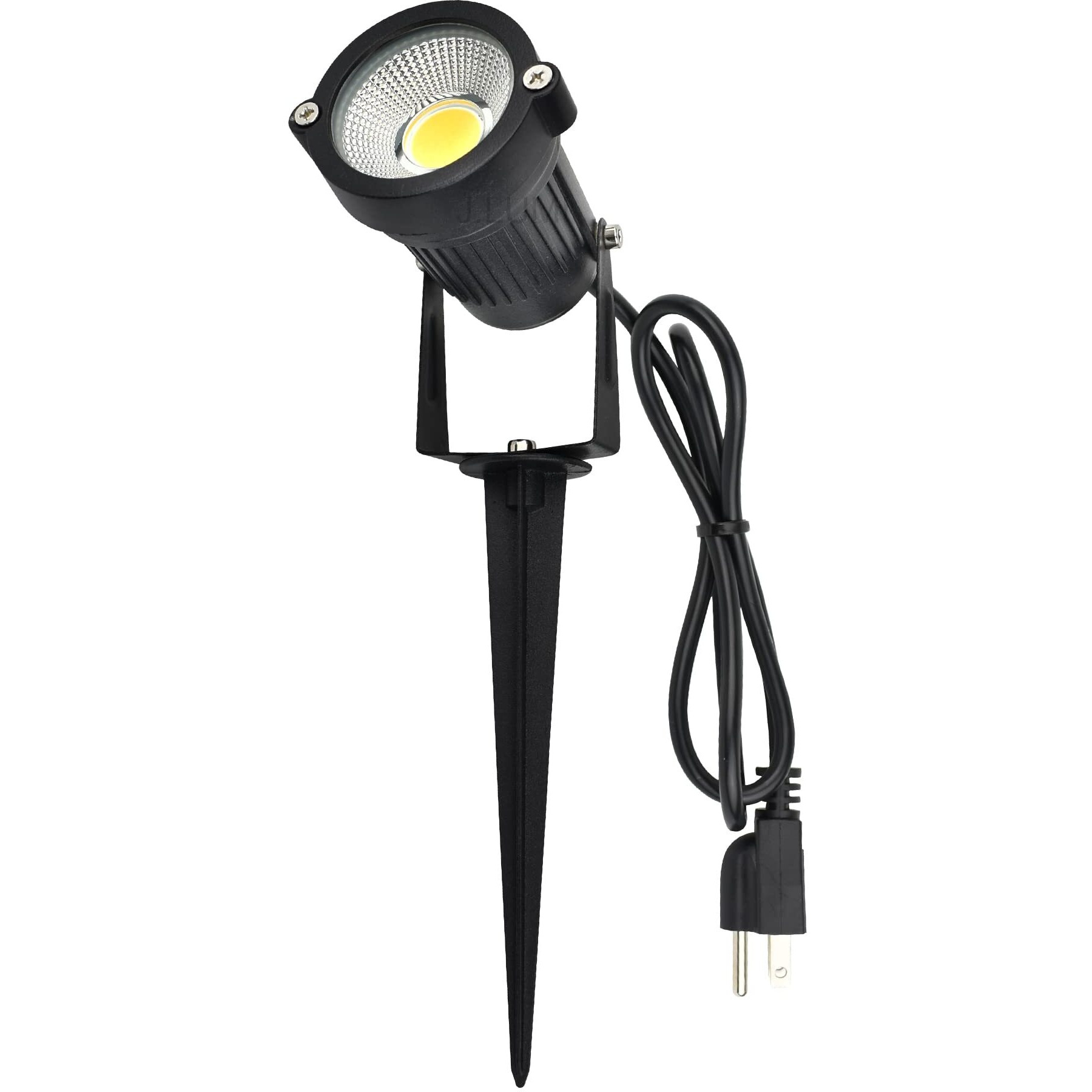 J.Lumi Gss6005 Led Spotlight 5W, 120V Ac Line Voltage, 3000K Warm, Metal Construction With Ground Stake, Landscape Spot Light, Outdoor And Indoor Use, 3-Ft Cord With Plug, Black