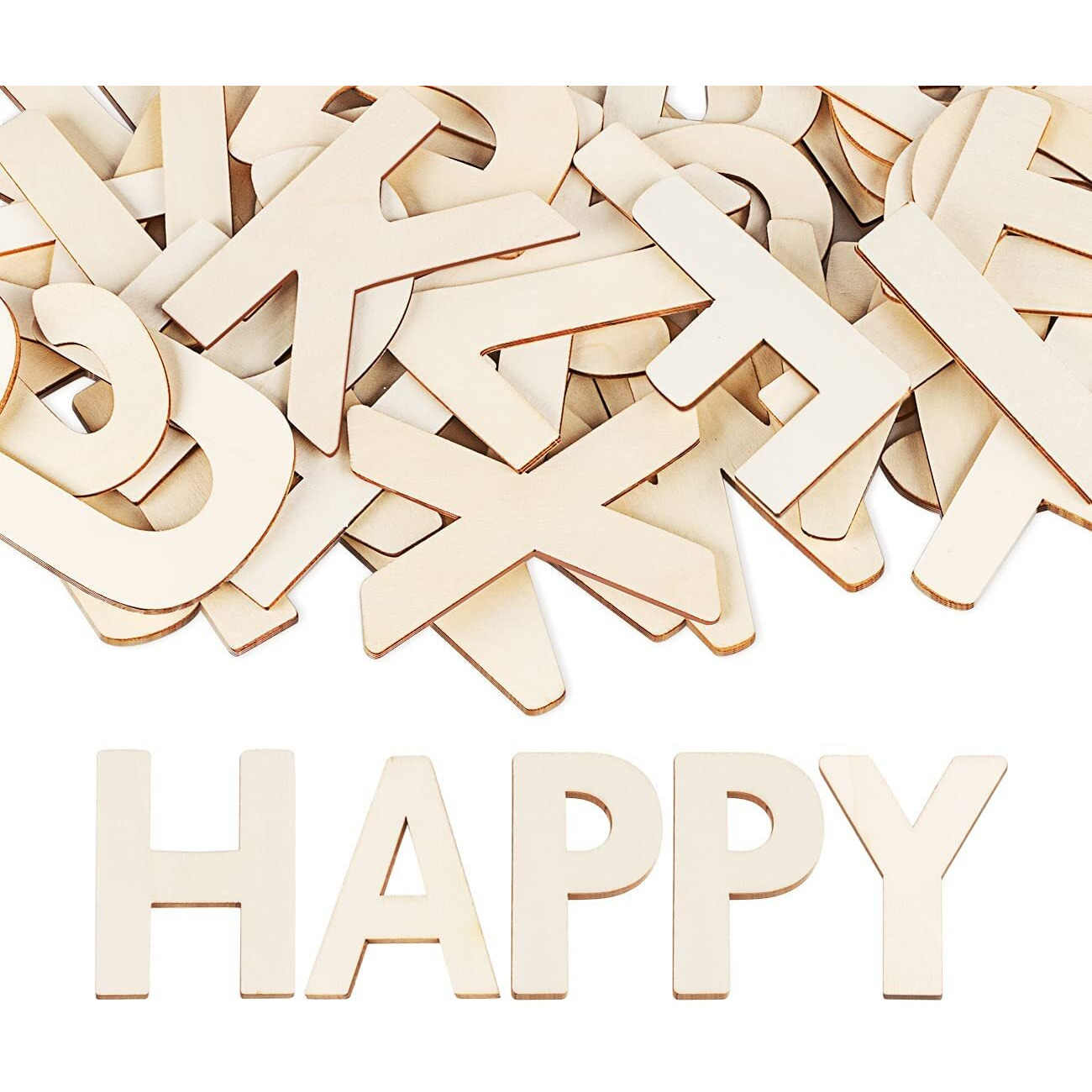 4"" Wooden Letters - 52 Pcs Wood Alphabet Letters For Crafts Wood Letters Sign Decoration Unfinished Wood Letters For Painting/Wall Decor/Letter Board/Diy