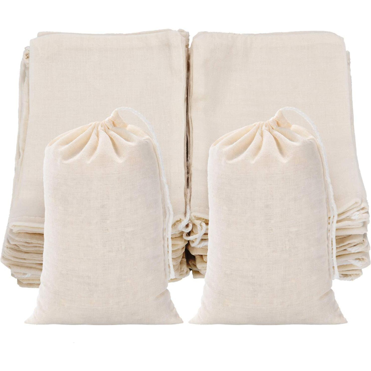 Tatuo 50 Pieces Drawstring Bags Muslin Bag Sachet Bag For Home Supplies (4 By 6 Inches
