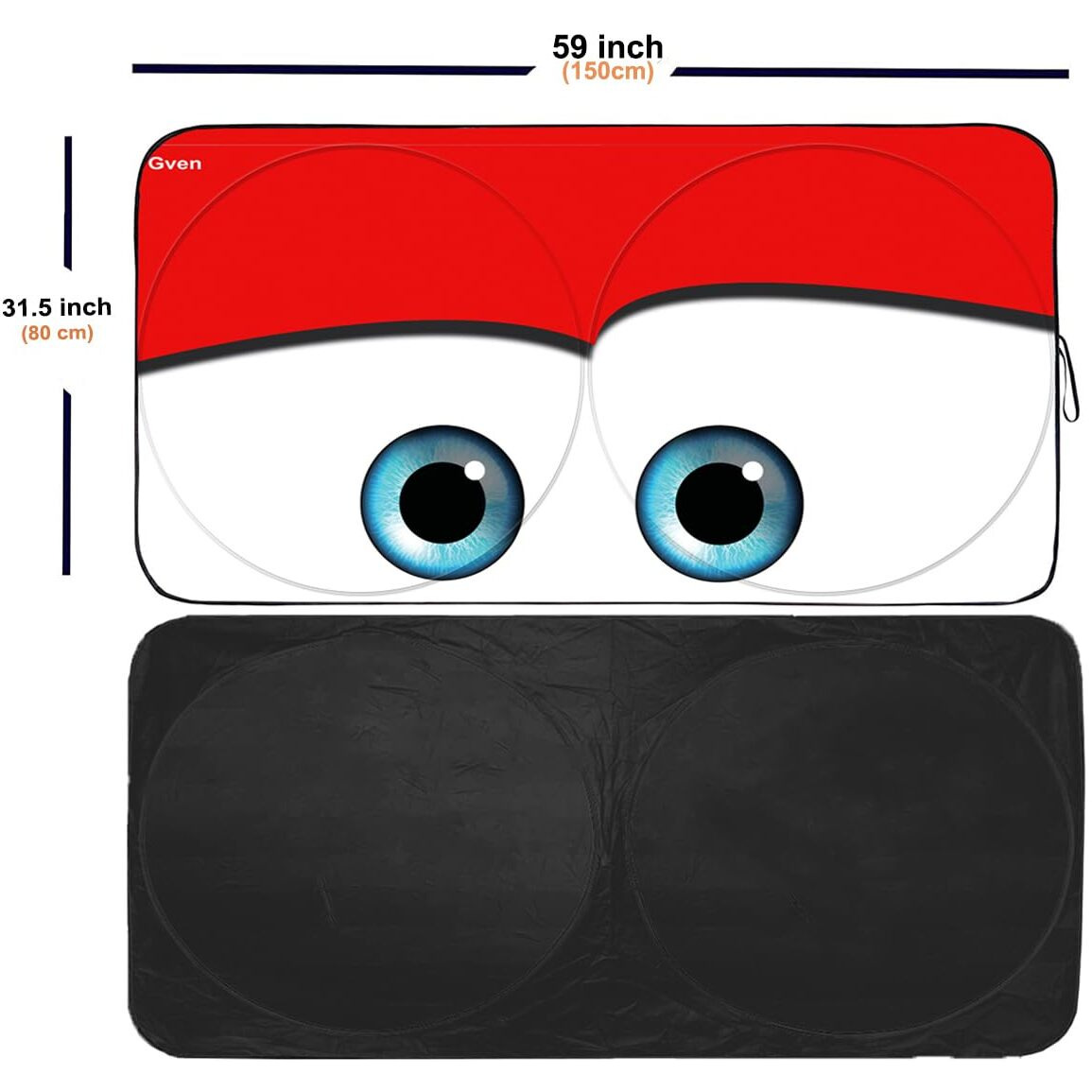 Gven- The Original Patented Car Eyes Windshield Sun Shade 2025 Pink Car Accessories For Women Shades For Front Window Girly Windshield Cover Sunshades For Summer Heat Portection(Red, S)