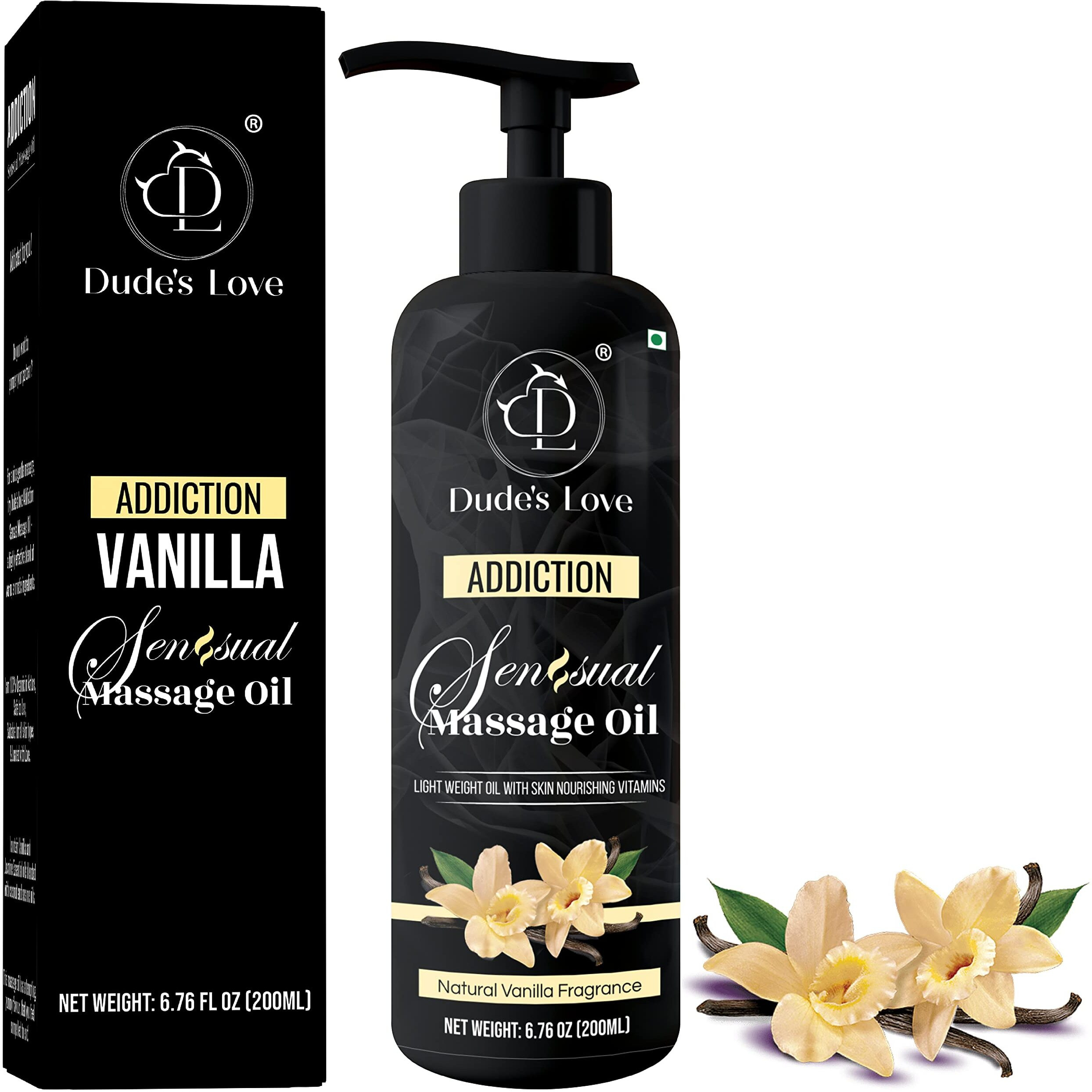Organic - Edible Vanilla Massage Oil For Couple - Blend With Natural Vanilla & Jasmine  Nourish & Moisturise Skin