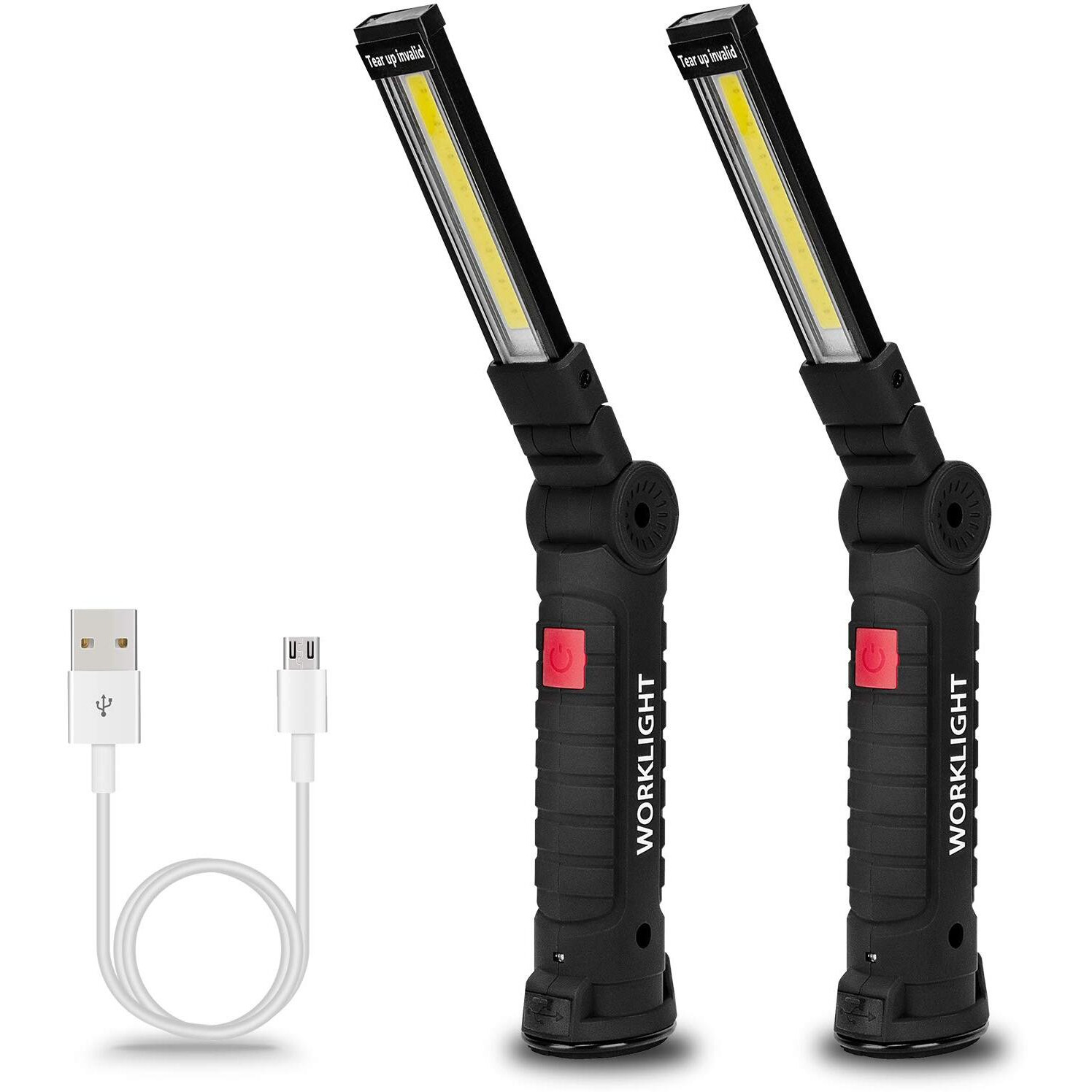 Lmaytech 2 Pack Black Rechargeable Led Work Lights With Magnetic Base And 360