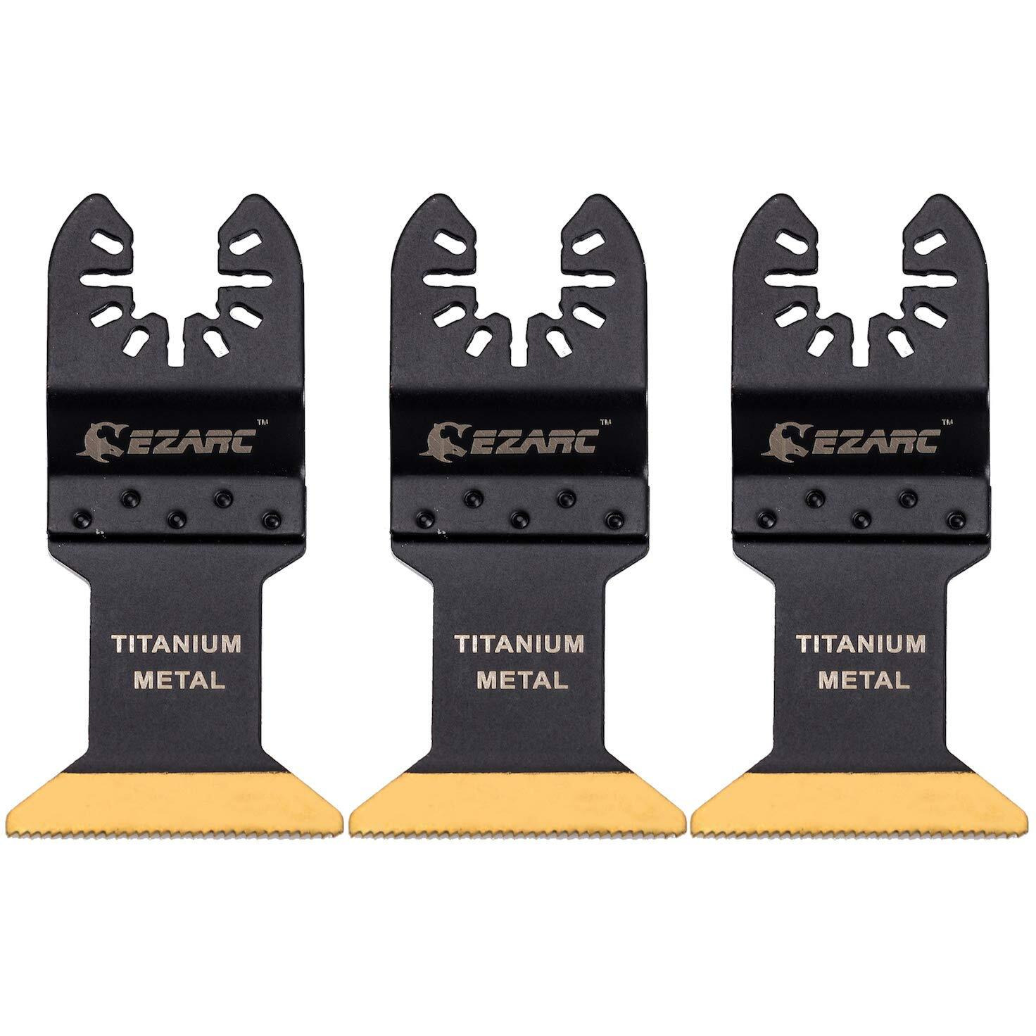 Ezarc Titanium Oscillating Saw Blades, Oscillating Multitool Blades For Metal, Wood Nails, Screws Cutting, Plastic, 3 Pack