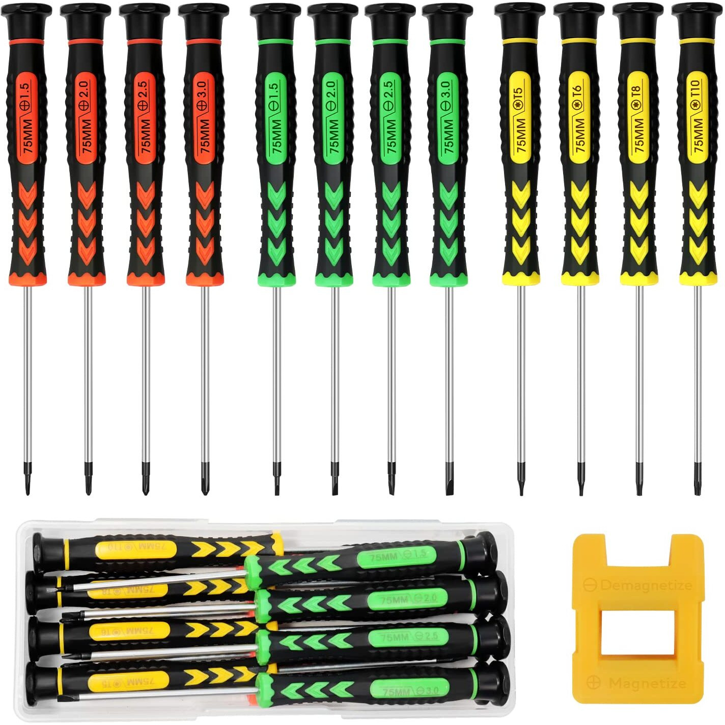 Screwdriver Set, Fixitok 12Pcs Small Screwdriver Set Phillips Flathead Torx Screwdrivers Magnetic Jewelers Screwdriver Set Mini Screwdriver Set W/Magnetizer For Eyeglass Computer Phone Laptop Jewelry