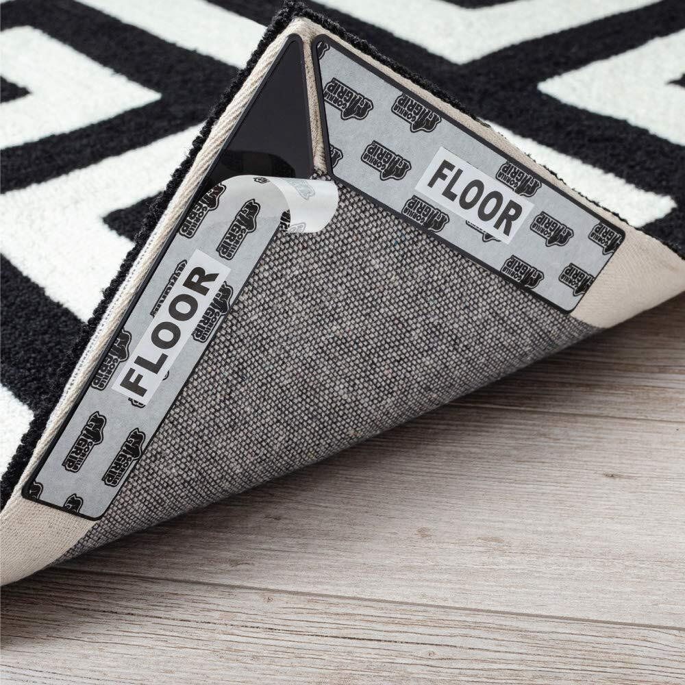 Gorilla Grip 8 Pack Rug Grippers, Corners And Sides, No Curl Corners Or Side Bunch, Dual Sided Soft Flexible Pad Grips Floor Under Area Rugs Reusable Gripper Hold Carpet In Place Hardwood Floors Pads