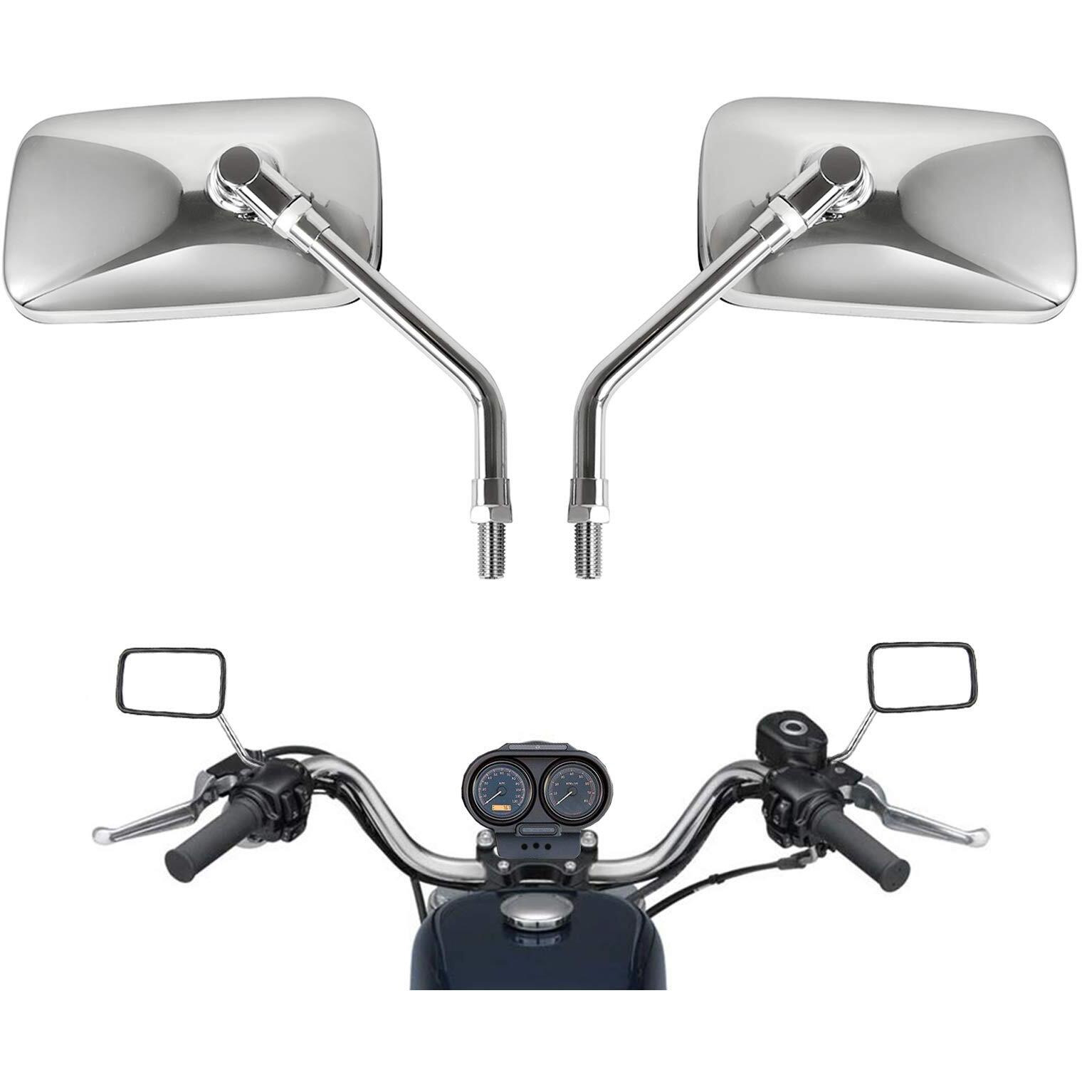10 Mm Bolt Chrome Motorcycle Universal Handlebar Rear View Side Mirrors For Harley Kawasaki Suzuki Aprilia Street Bike Cruiser Scooter Mirror Size125Mm X 70Mm