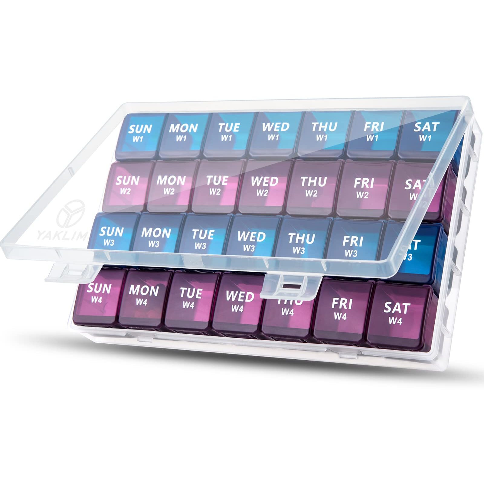 Xl Monthly Pill Organizer 1 Time A Day, 28 Day Pill Box Once A Day, 4 Week Pill Case Large Compartments, Yaklim Weekly Vitamin Organizer Extra Large, Medicine Container For Daily Pill Keeper