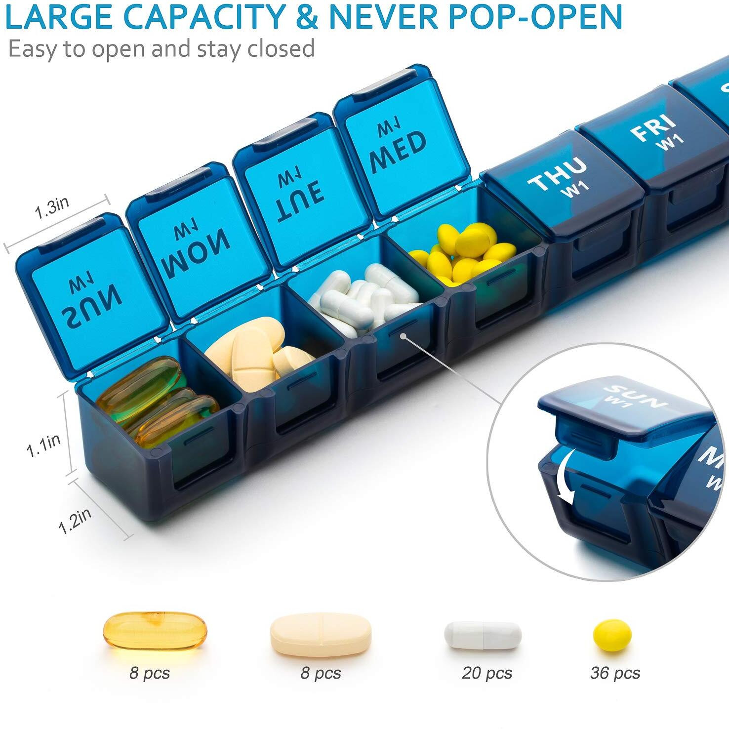 Xl Monthly Pill Organizer 1 Time A Day, 28 Day Pill Box Once A Day, 4 Week Pill Case Large Compartments, Yaklim Weekly Vitamin Organizer Extra Large, Medicine Container For Daily Pill Keeper
