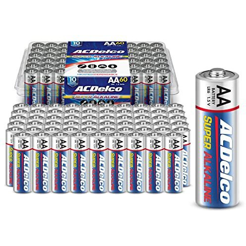 Acdelco 60-Count Aa Batteries, Maximum Power Super Alkaline Battery, 10-Year Shelf Life, Recloseable Packaging (Pack Of 1)
