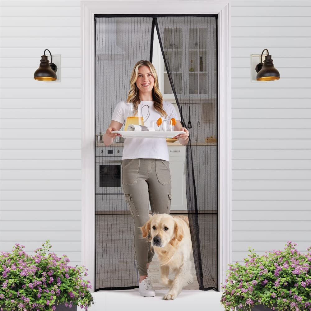 Gorilla Grip Durable Mesh Magnetic Screen Door, Easy Install Magnet Closure Curtain Keeps Bugs Out, Hands Free For Patio Sliding Glass Door, Pets And Kids, Mosquito Repellant Net, 39X83