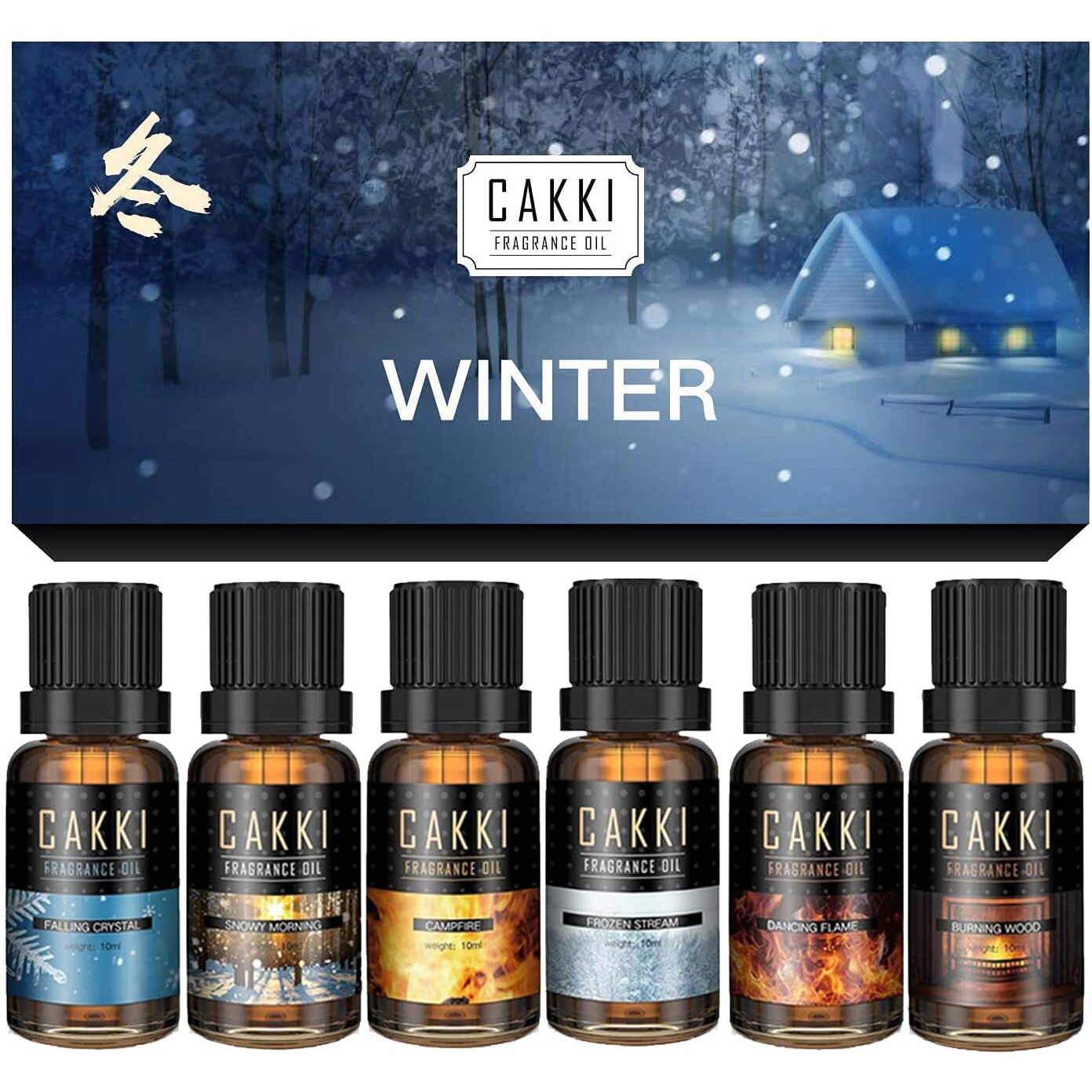 Winter Essential Oils For Diffusers For Home, Cakki Premium Grade Fragrance Oils Set, 6 Winter Scents Natural Aromatherapy Oils, For Candles Making, For Soaps Making, For Christmas Gift, 6X10Ml