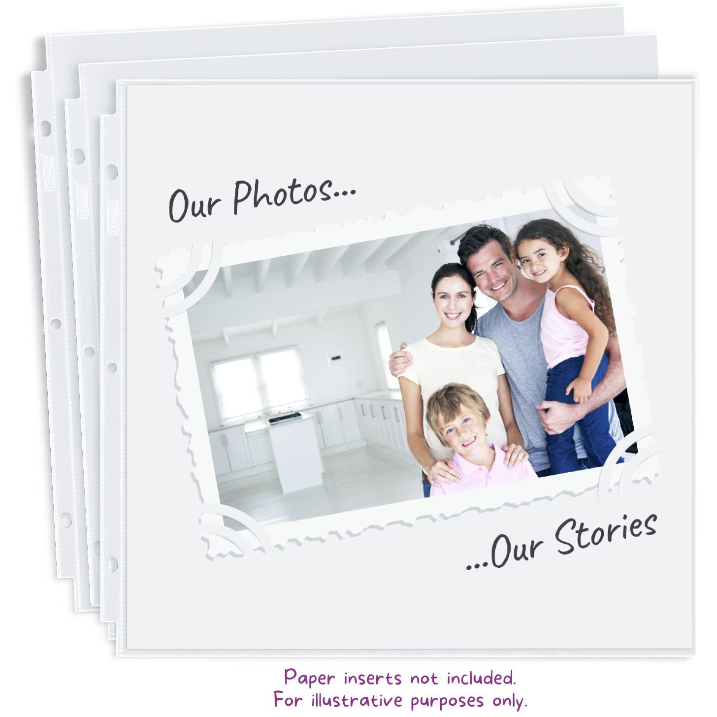 Dunwell Scrapbook Refill Pages 12X12 - (50 Pack) Super Heavyweight, Fits 3 Ring Scrapbooking Binders 12 X 12, Standard 12X12 Photo Album Refill Pages, Sheet Protectors, Paper Inserts Not Included