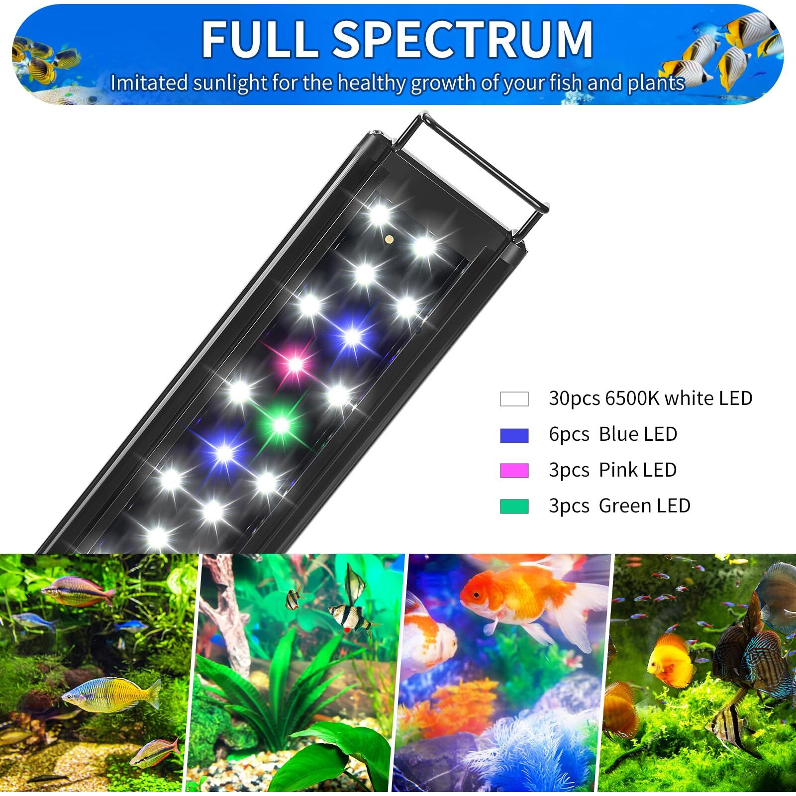 Aquaneat Led Aquarium Light Full Spectrum For 18 Inch To 24 Inch Fish Tank Light Fresh Water