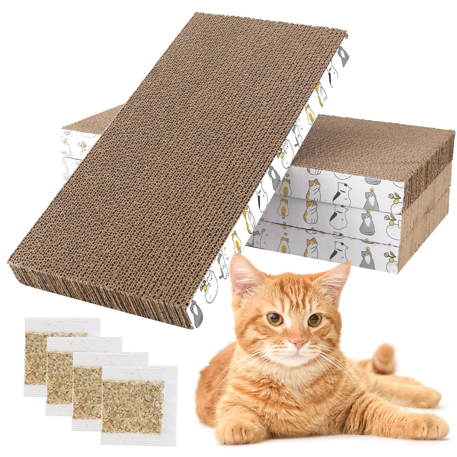 Patiencet Cat Scratcher 4 Pcs Cat Scratch Pad Reversible Scratcher Scratching Texture Design Durable Scraper