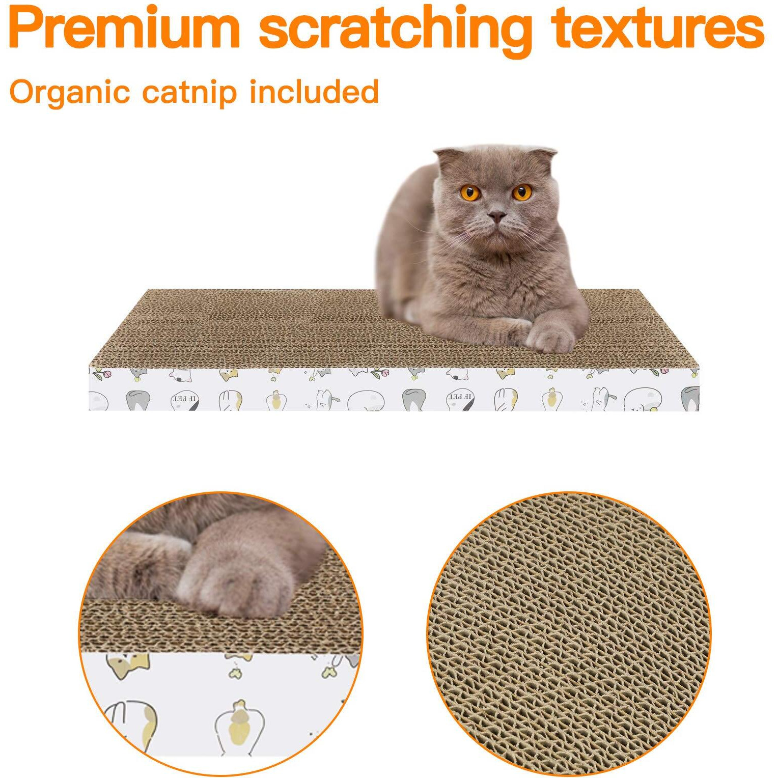 Patiencet Cat Scratcher 4 Pcs Cat Scratch Pad Reversible Scratcher Scratching Texture Design Durable Scraper