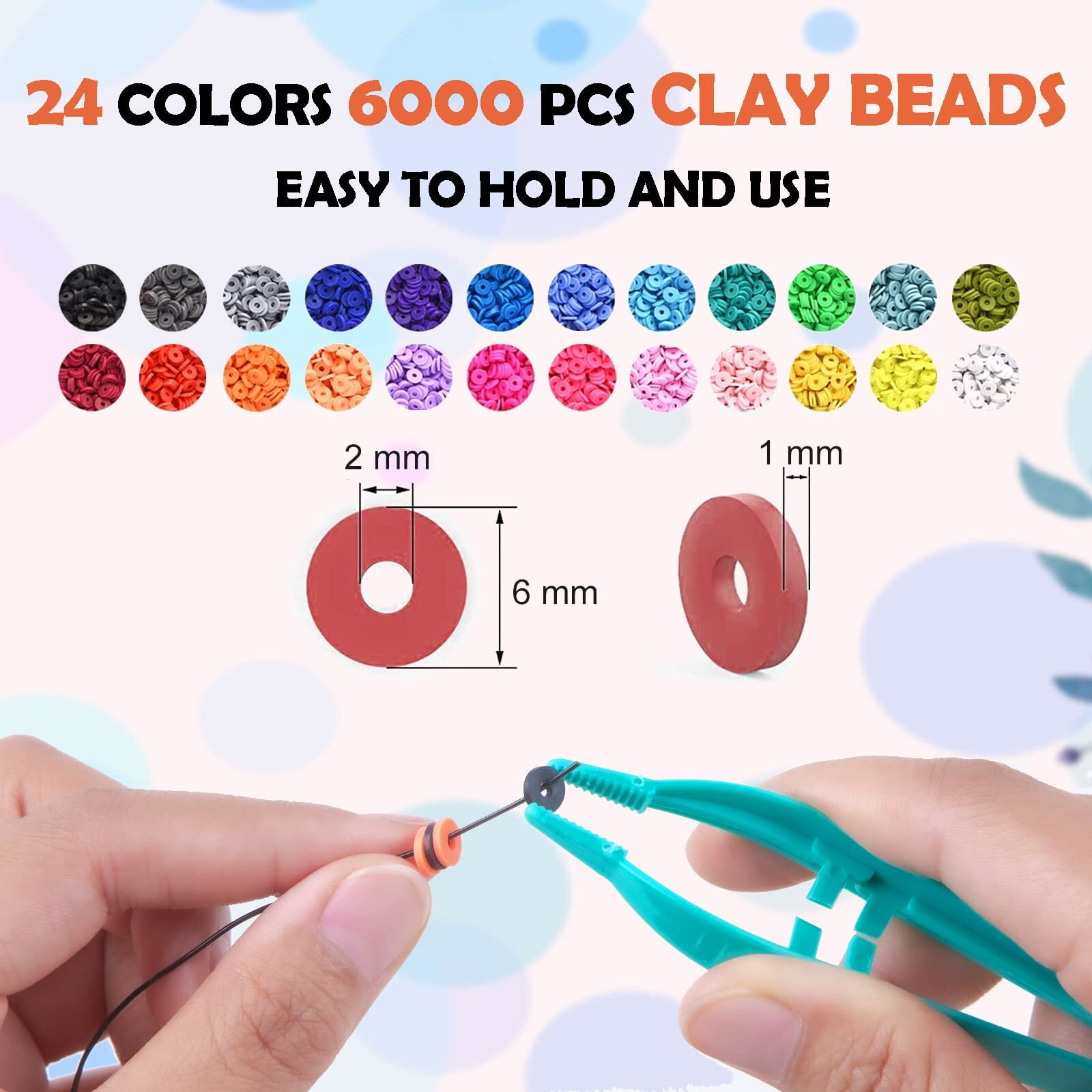 Clay Beads 7200 Pcs 2 Boxes Bracelet Making Kit - 24 Colors Polymer Clay Beads For Bracelet Making Set - Jewelry Making Kit Supplies And Charms - Bracelet Making Kit For Girls Teens Kids Age 4-12