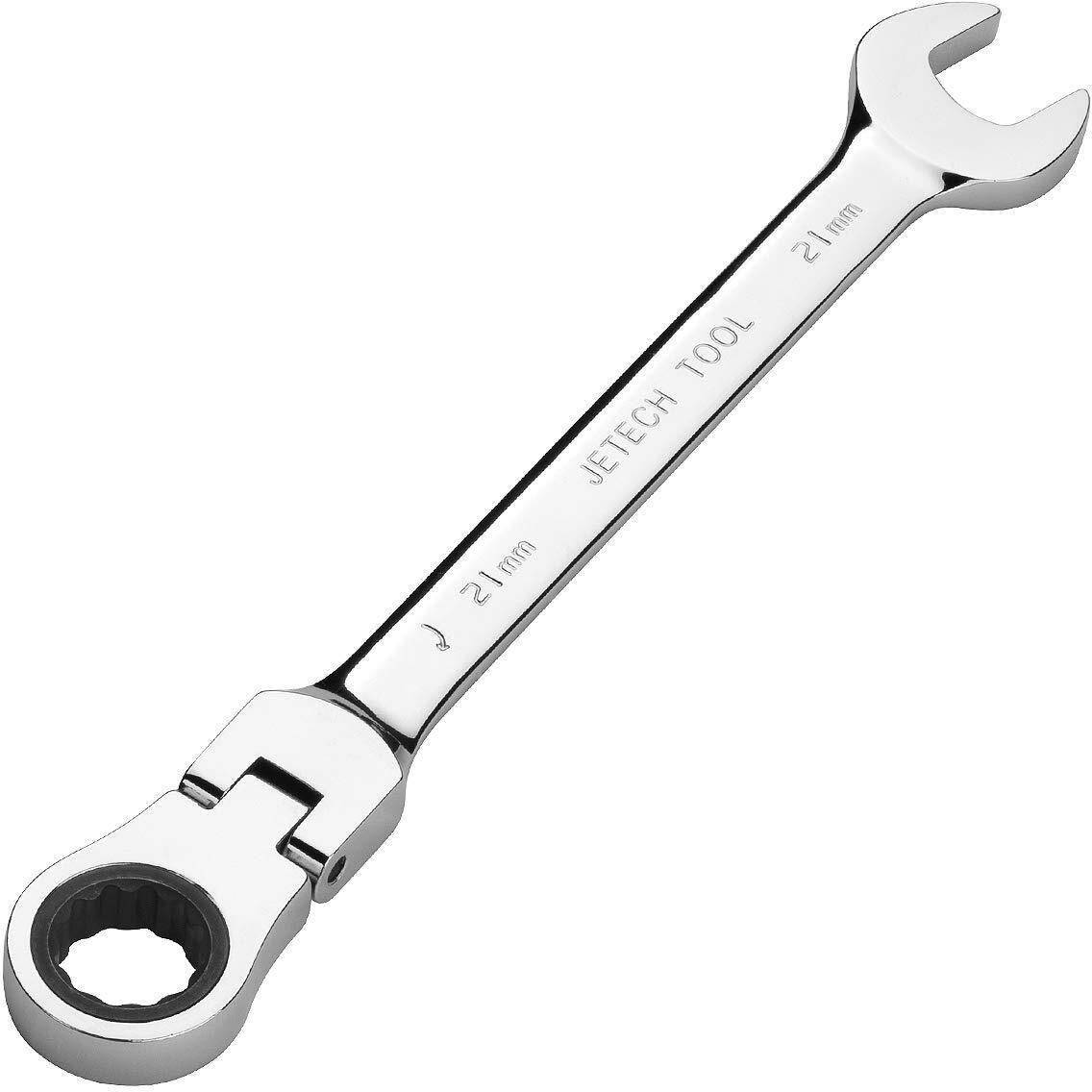 Jetech 21Mm Flexible Head Gear Wrench, Industrial Grade Flex Ratcheting Spanner Made With Forged, Heat-Treated Cr-V Alloy Steel, Full Polished 12 Point Flex-Head Ratchet Combination Wrench, Metric