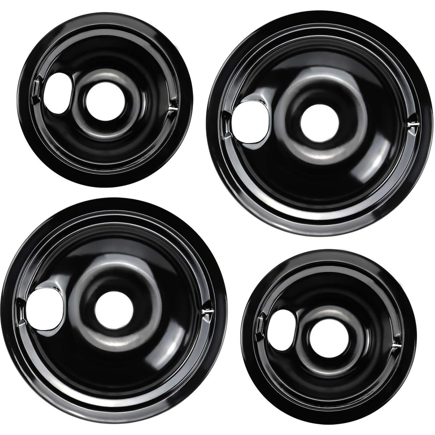 Cenipar Wb31M20 & Wb31M19 Range Burner Drip Pan Bowls Porcelain Plated For Electric Stove Compatible With Ge Hotpoint Ps244375 Ap2028044 Include 2 X 8-Inch + 2 X 6-Inch Drip Pans