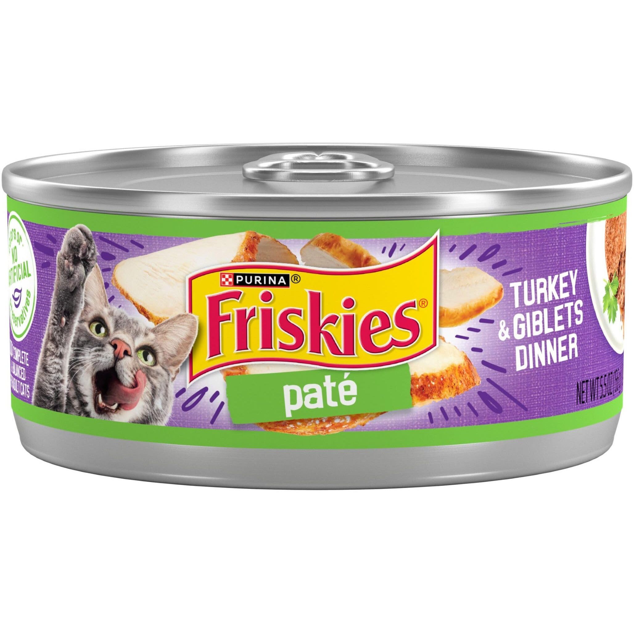 Purina Friskies Wet Cat Food Pate Turkey And Giblets Dinner - (Pack Of 24) 5.5 Oz. Cans