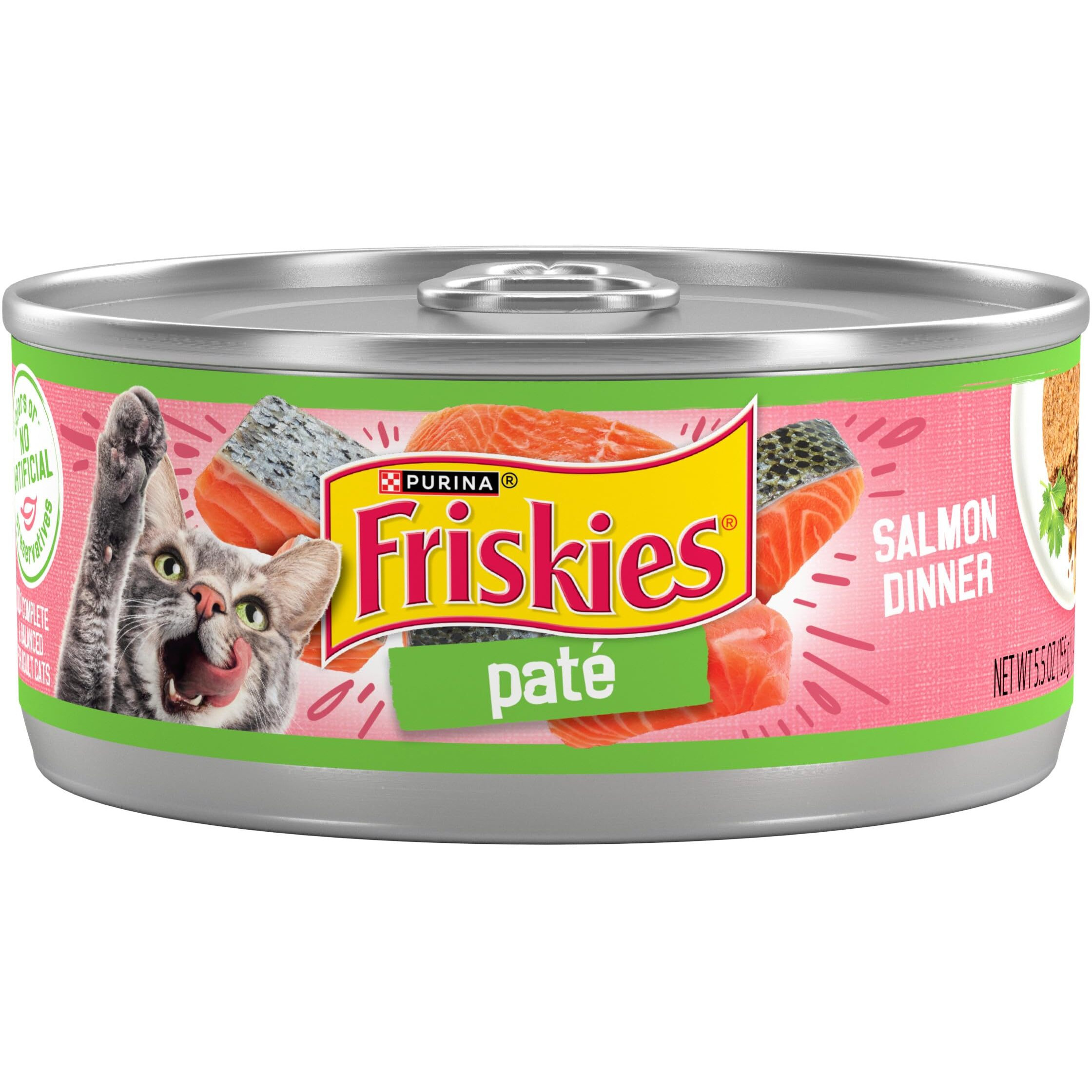 Purina Friskies Wet Cat Food Pate, Pate Salmon Dinner - (Pack Of 24) 5.5 Oz. Cans