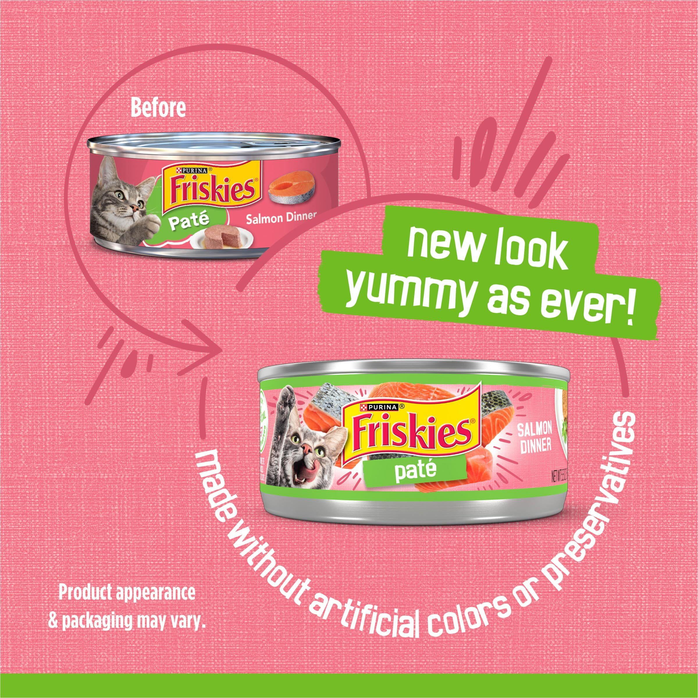 Purina Friskies Wet Cat Food Pate, Pate Salmon Dinner - (Pack Of 24) 5.5 Oz. Cans