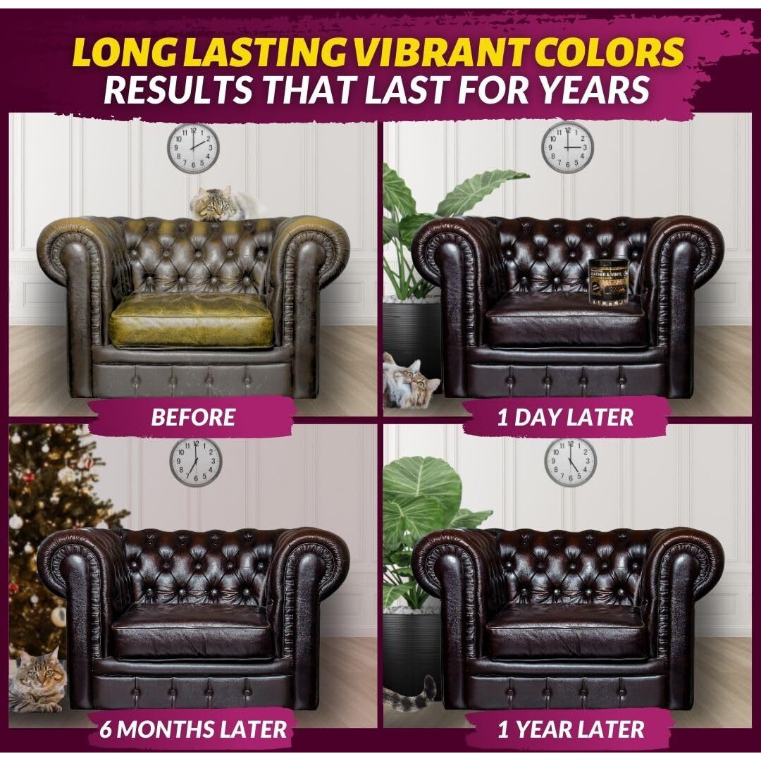 Coconix Leather & Vinyl Recoloring Balm - Dark Brown | Restore Faded, Worn, And Peeling Leather And Vinyl On Sofas, Chairs, And Car Seats | Vibrant Colors With Simple Application