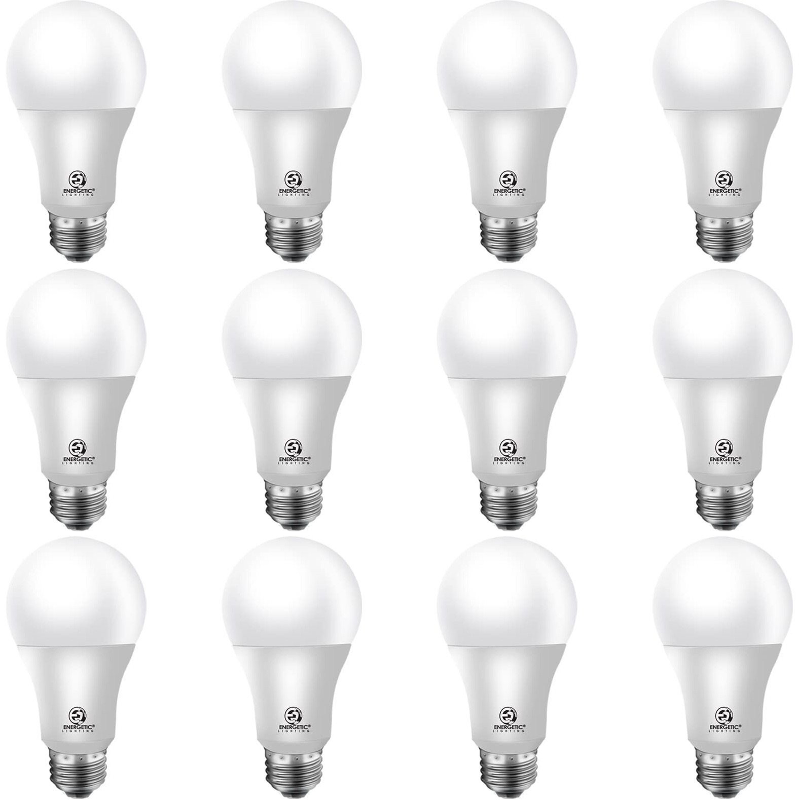 Energetic A19 Led Bulb 60W Equivalent, 3000K Warm White Led Light Bulbs, E26 Standard Base, 750Lm, Non-Dimmable, Ul Listed, 12 Pack