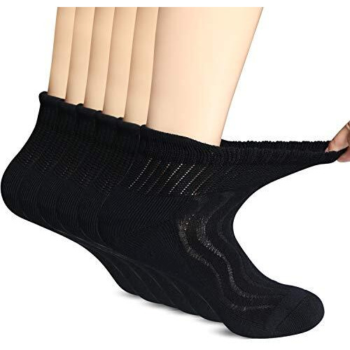 +Md Diabetic Socks For Men Women-6 Pairs, Non-Binding Extra Wide Ankle Socks, Circulator Socks For Edema 13-15 Black