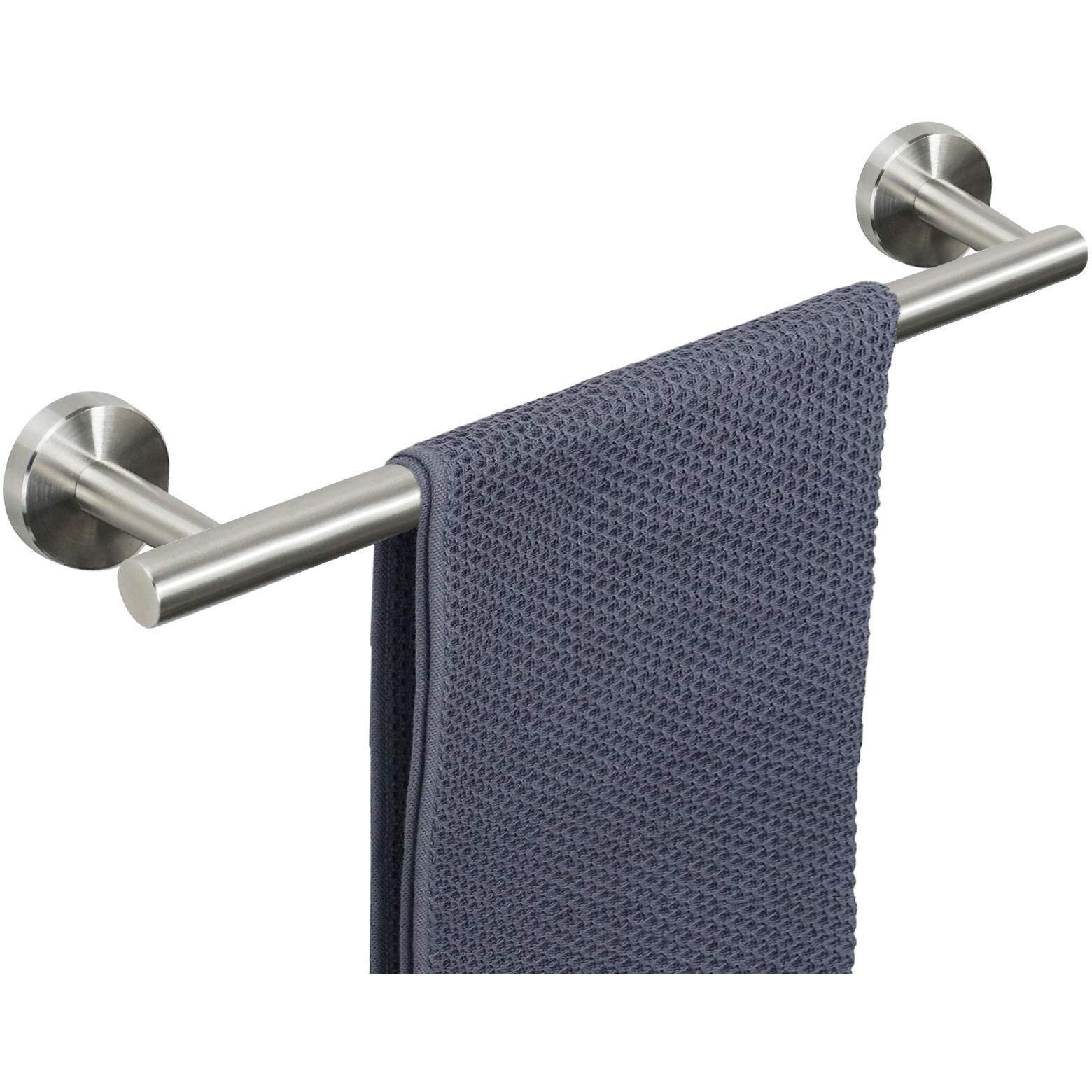 Nearmoon Bathroom Towel Bar, Bath Accessories Thicken Stainless Steel Shower Towel Rack For Bathroom, Towel Holder Wall Mounted (1 Pack, Brushed Nickel, 18 Inch)