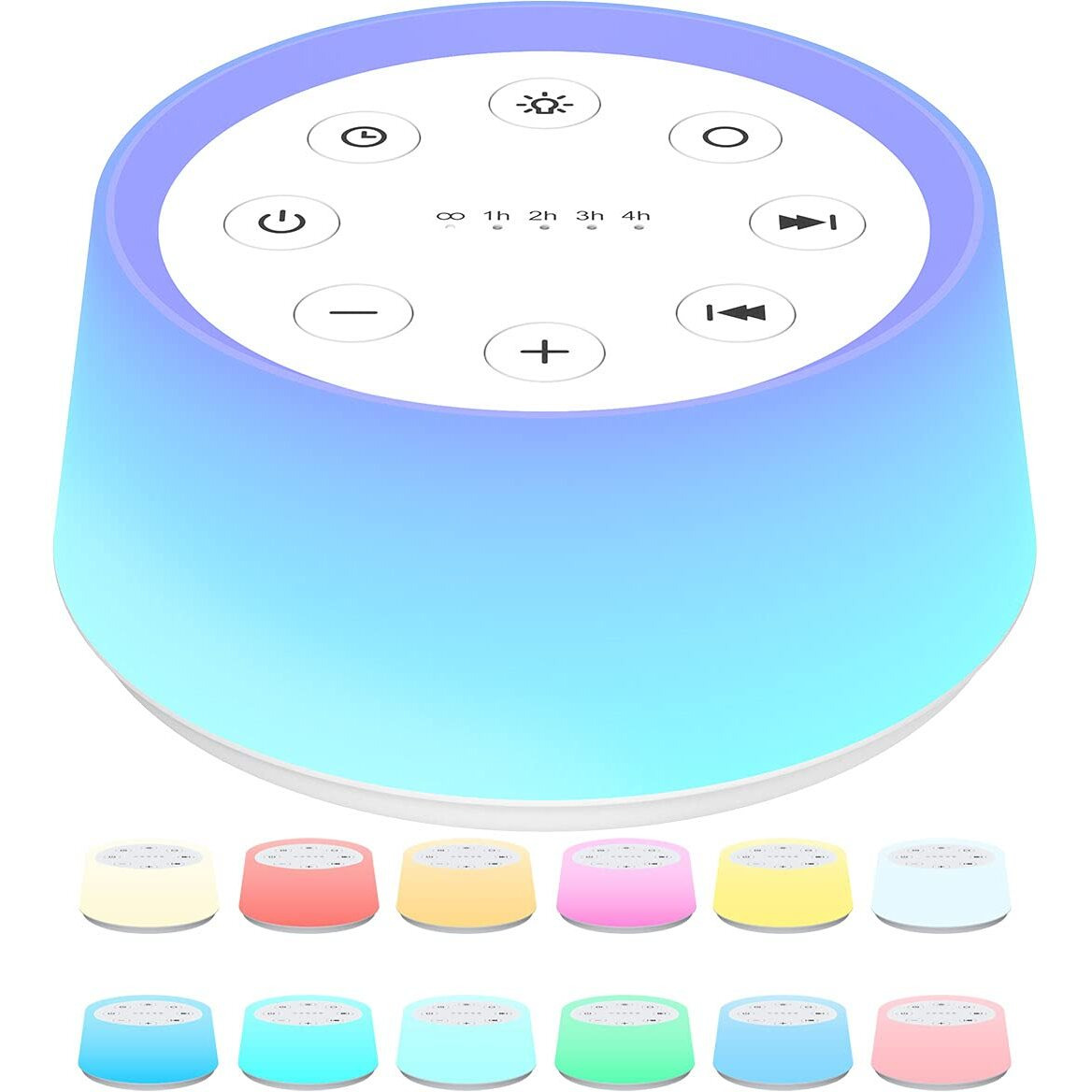 Colorsnoise Sound Machine And White Noise Machine With 30 Soothing Sounds With 12 Colors Baby Night Light With Memory Function (T-White)