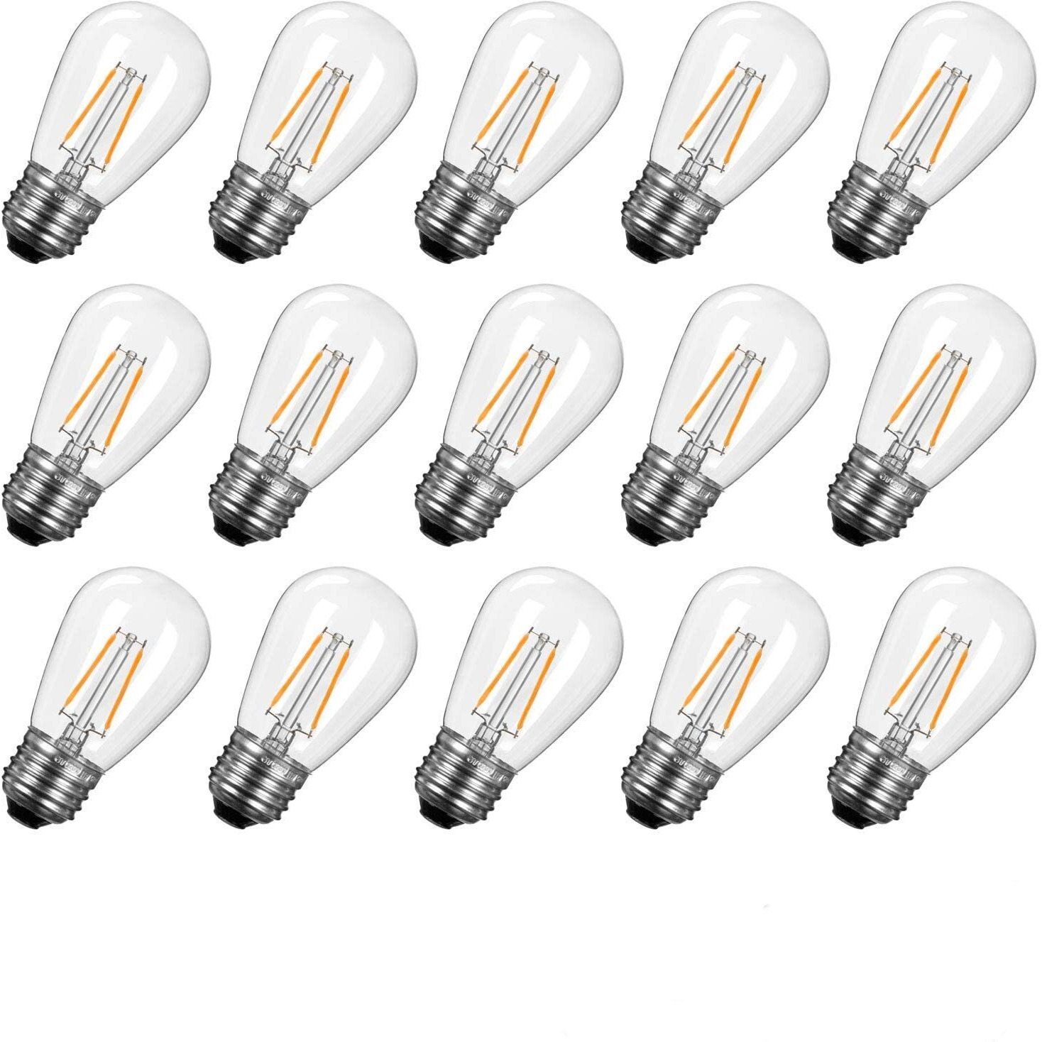 S14 Led Light Bulbs 2700K, Warm White, Shatterproof Lightbulbs Equivalent To 11 W, Dimmable E26 E27 Shatterproof Replacement Bulb For Home Light Fixtures And Decorative, 15 Pc