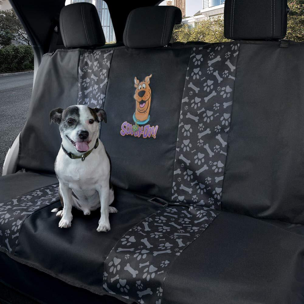 Scooby Doo Waterproof Dog Car Seat Cover For Back Seat - Heavy Duty Black Oxford Automotive Rear Bench Seat Cover For Dogs, Interior Covers For Auto Truck Van Suv