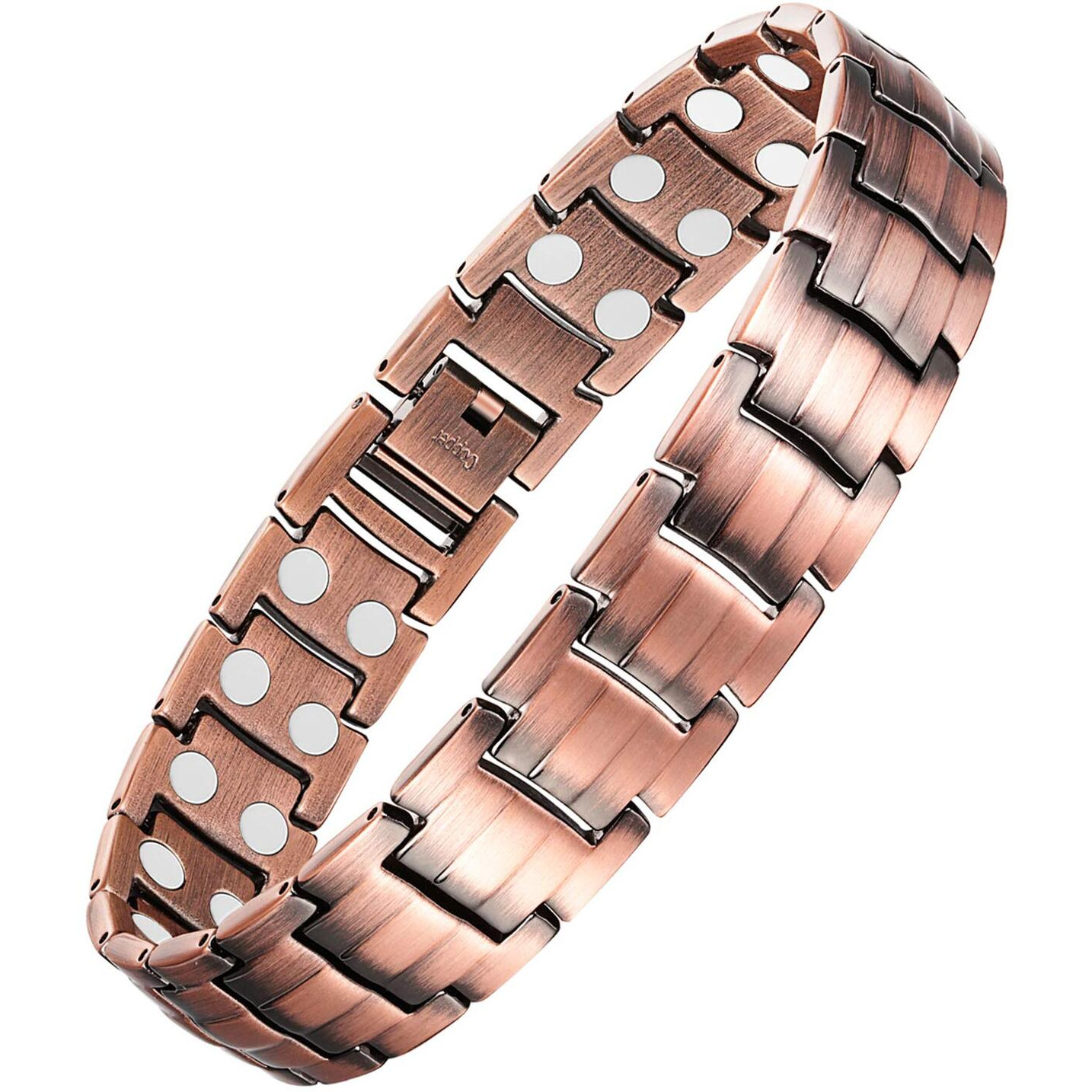 Feraco Men's Copper Magnetic Bracelet Elegant 99.99% Solid Copper Bracelets With Double-Row Strong Magnets, Magnetic Field Therapy Jewelry (Copper)