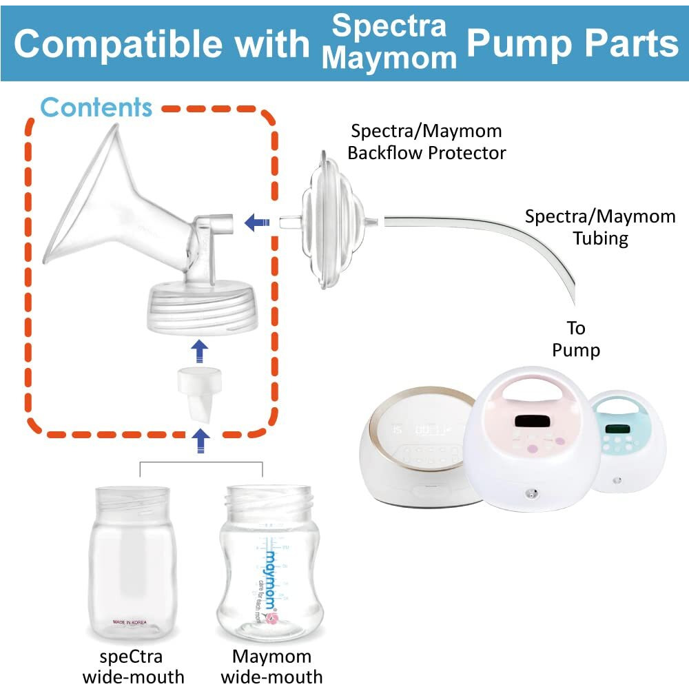Maymom 19Mm Flange And Duckbill Valve Compatible With Spectra S1 Spectra S2 Breastpump Not Original Spectra S2 Accessories Not Original Spectra Pump Parts Replace Spectra Duckbill Valve And Flange