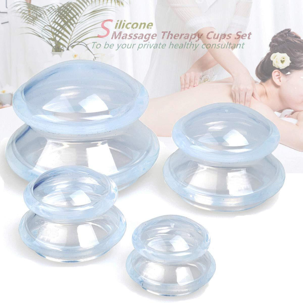 4 Sizes Cupping Therapy Set-Professional Cupping Therapy Studio And Household Silicone Cupping Set, Stronger Suction, Suitable For Myofascial Massage, Muscle, Nerve, Joint Pain